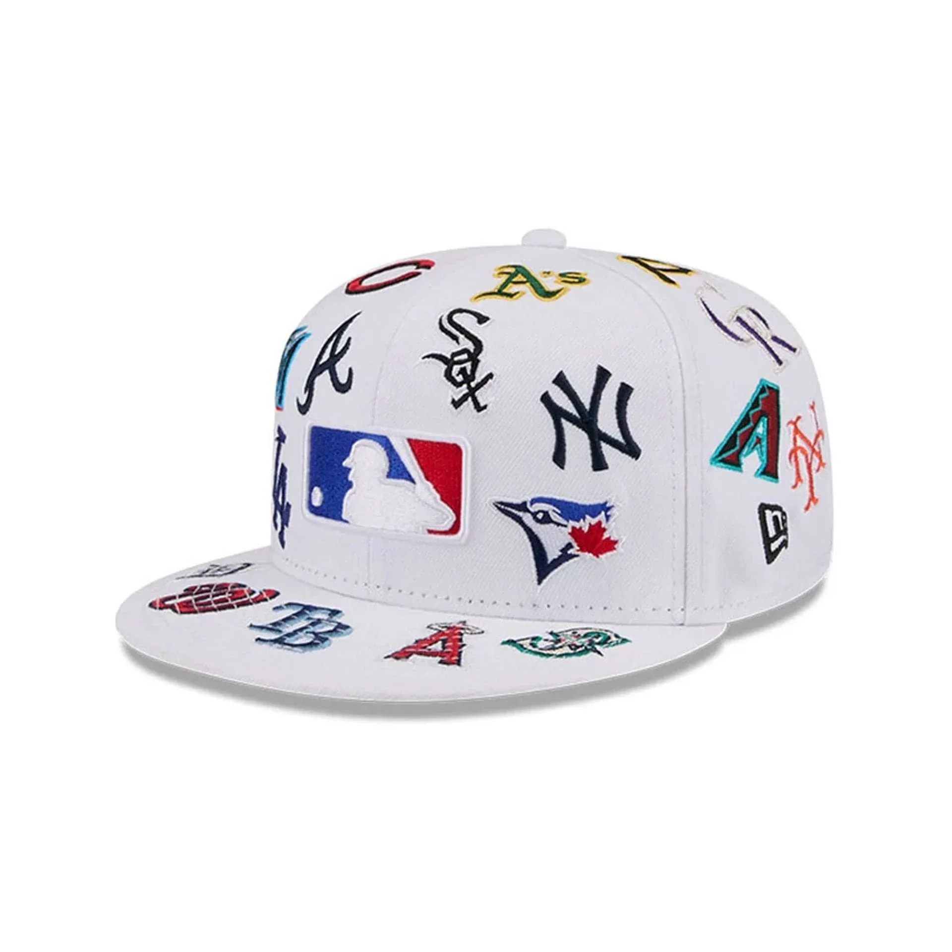 New Era Cappello unisex 59FIFTY Fitted MLB All Over bianca
