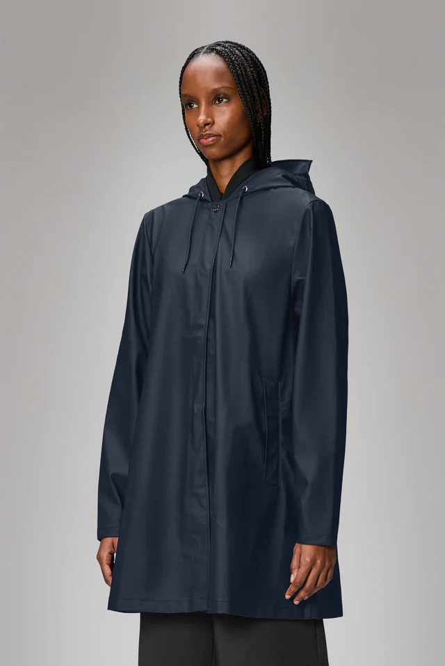 Rains Giacca impermeabile leggera da donna A-line blu - Image 3