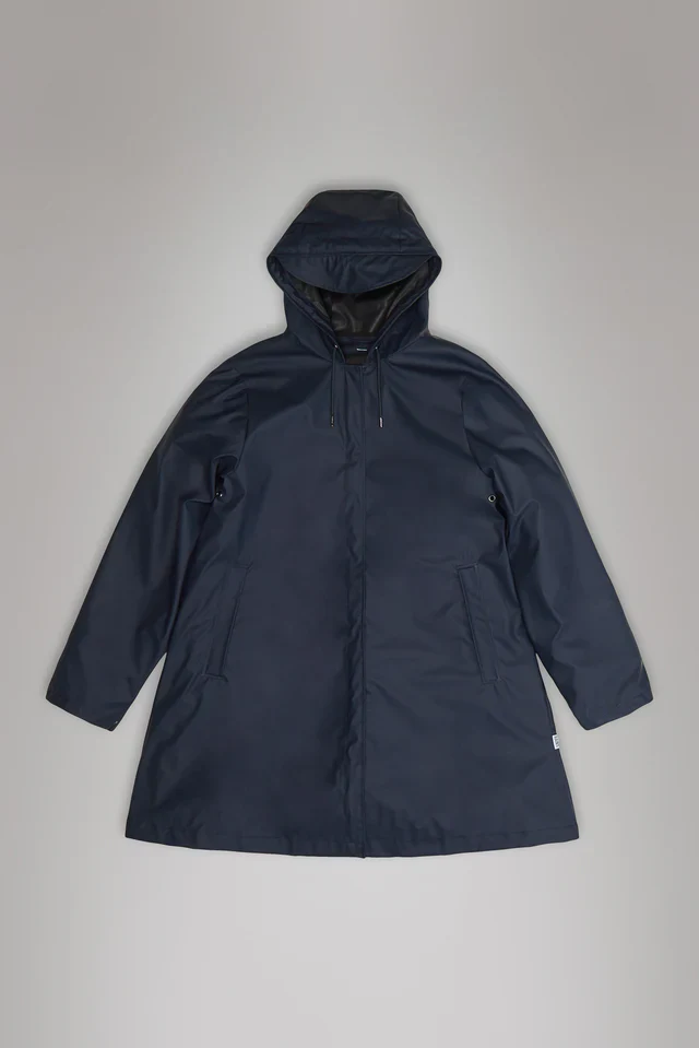 Rains Giacca impermeabile leggera da donna A-line blu - Image 4