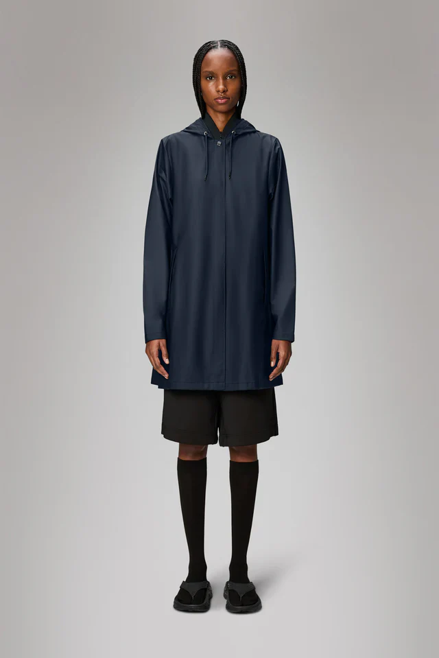 Rains Giacca impermeabile leggera da donna A-line blu - Image 6