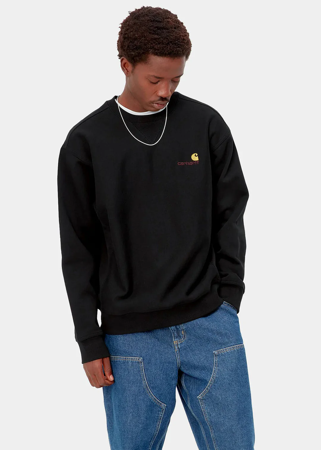 Carhartt Wip Felpa girocollo da uomo America Script nera - Image 2