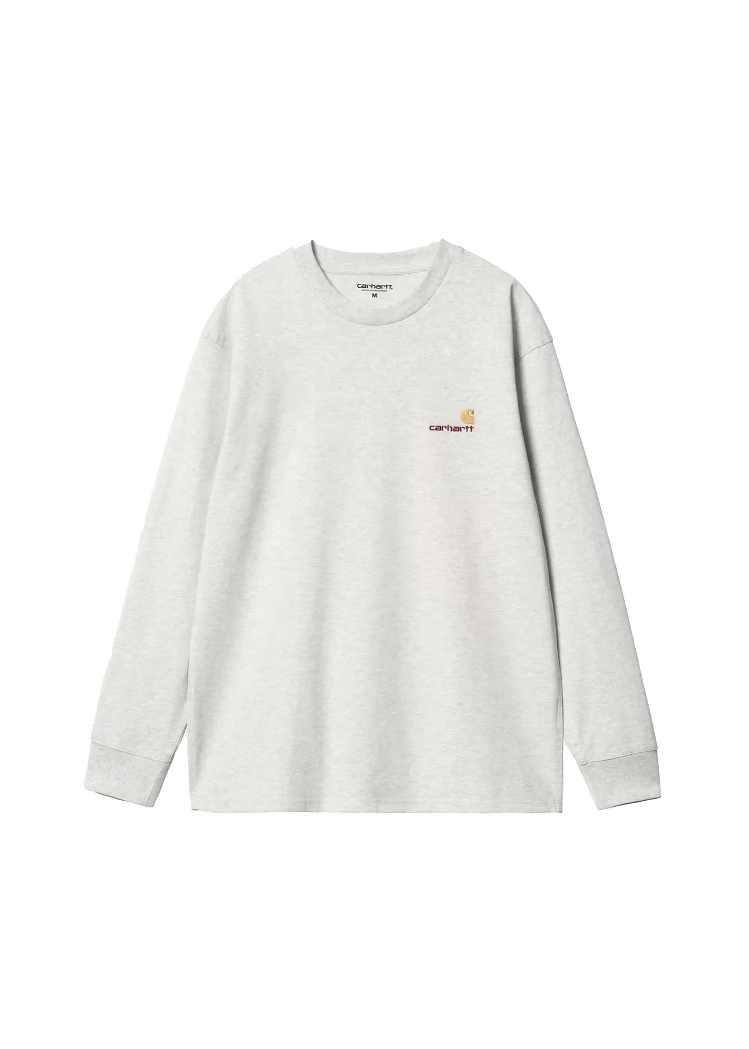 Carhartt Wip T-Shirt da uomo manica lunga American Script grigio chiara