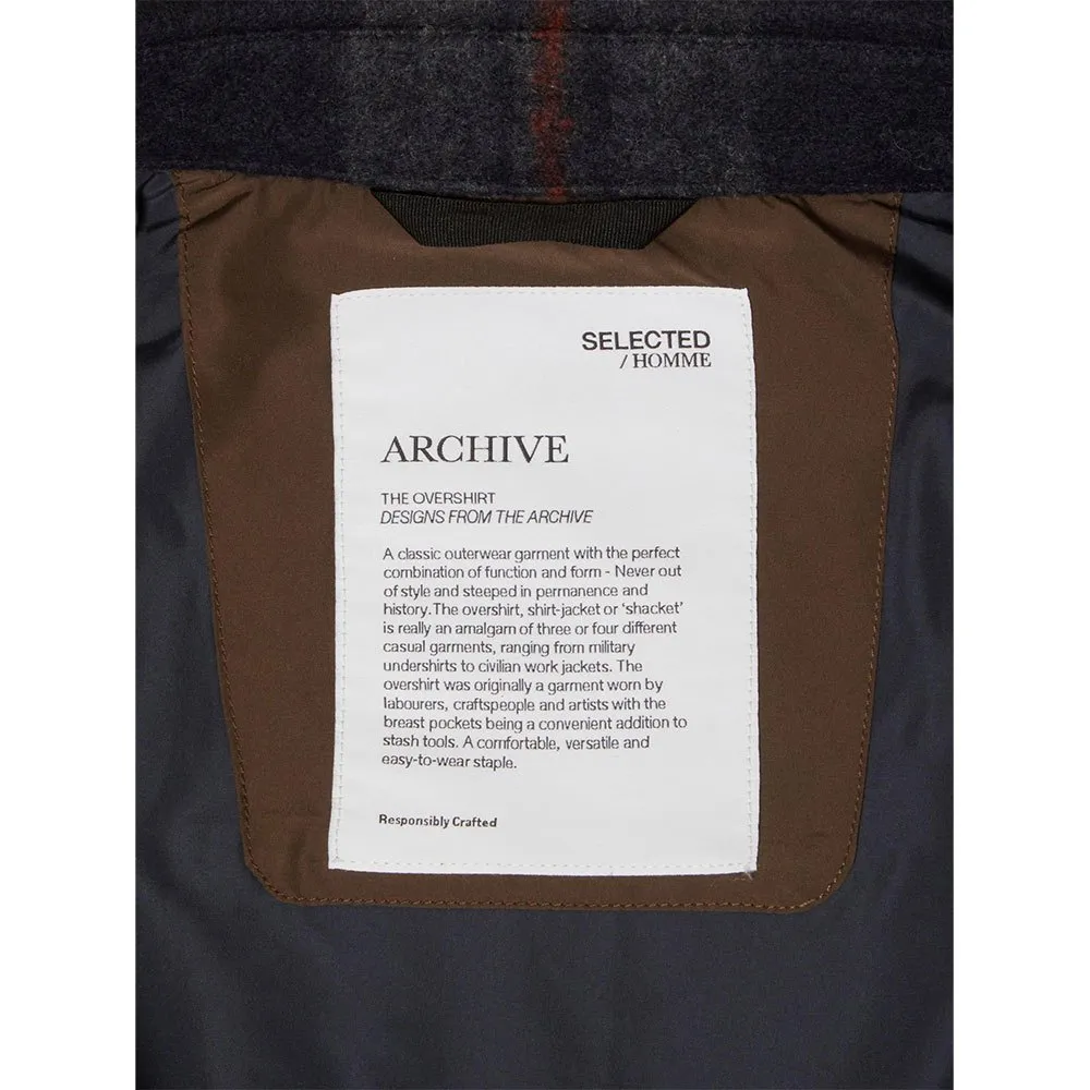 Selected Giacca Camicia a quadri da uomo Archive blu - Image 3