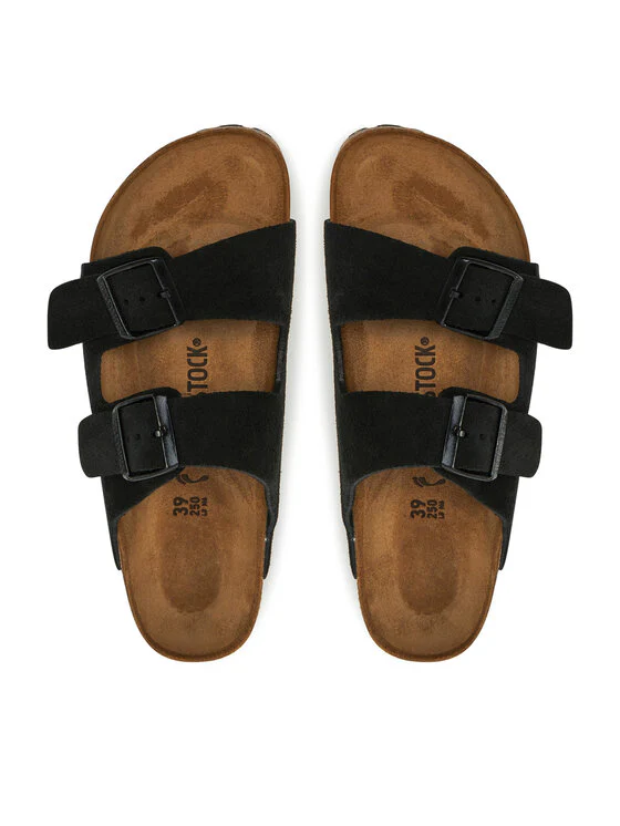 Birkenstock Sandalo unisex in camoscio Arizona nero (Calzata Stretta) - Image 3