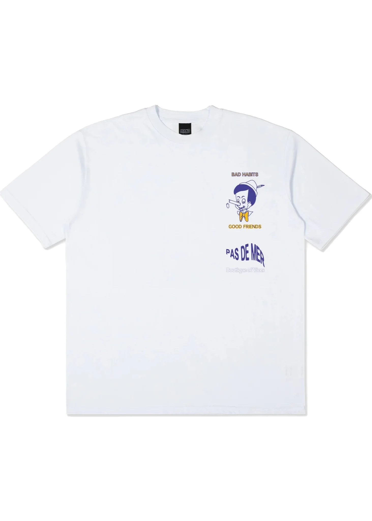 Pas De Mer T-Shirt da uomo manica corta Bad Habits bianca