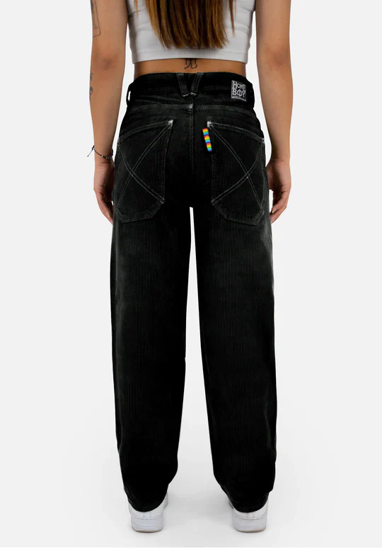 Homeboy Pantalone in Velluto donna baggy nero - Image 3
