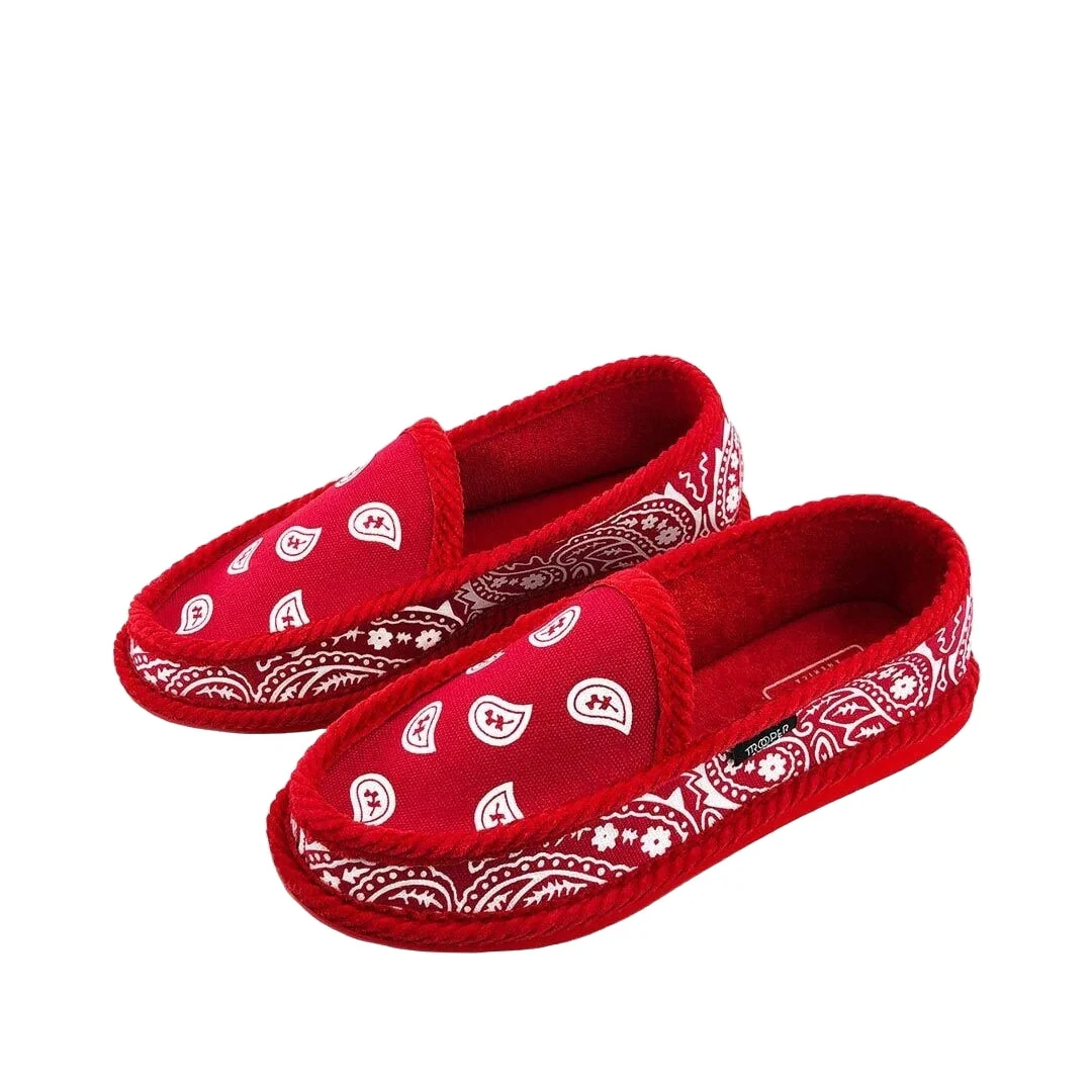 Trooper Scarpe unisex slip on Bandana Paisley rossa - Image 2