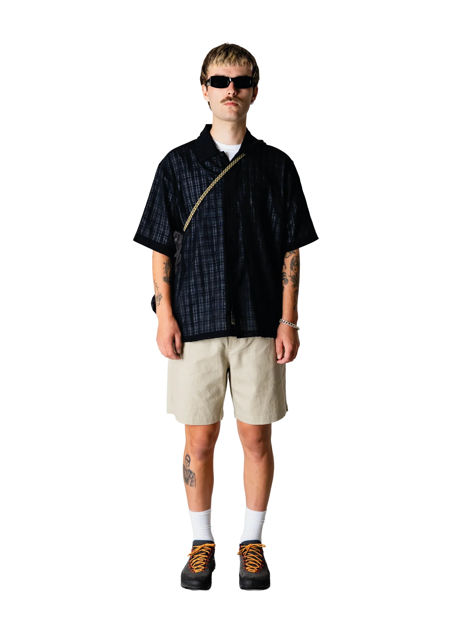 Woodbird Camicia da uomo manica corta Banks Check nera - Image 3