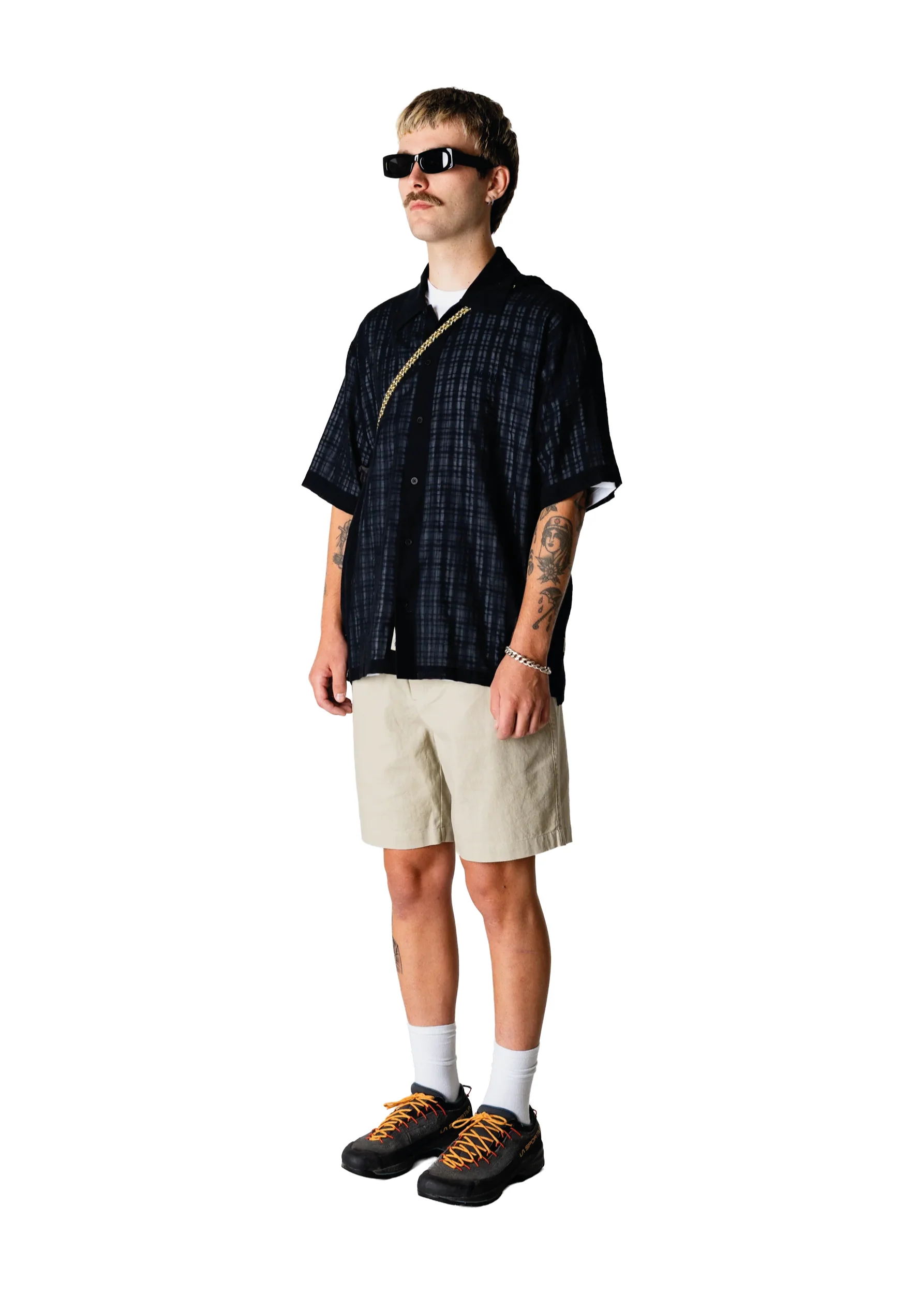 Woodbird Camicia da uomo manica corta Banks Check nera - Image 4