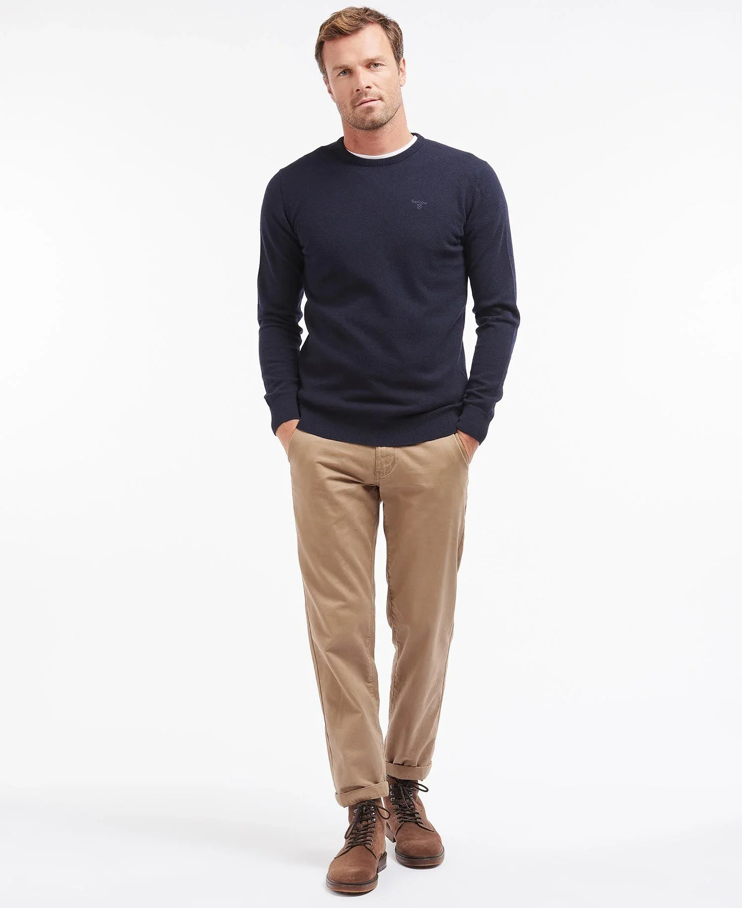 Barbour Maglia girocollo in lana da uomo Essential blu - Image 4