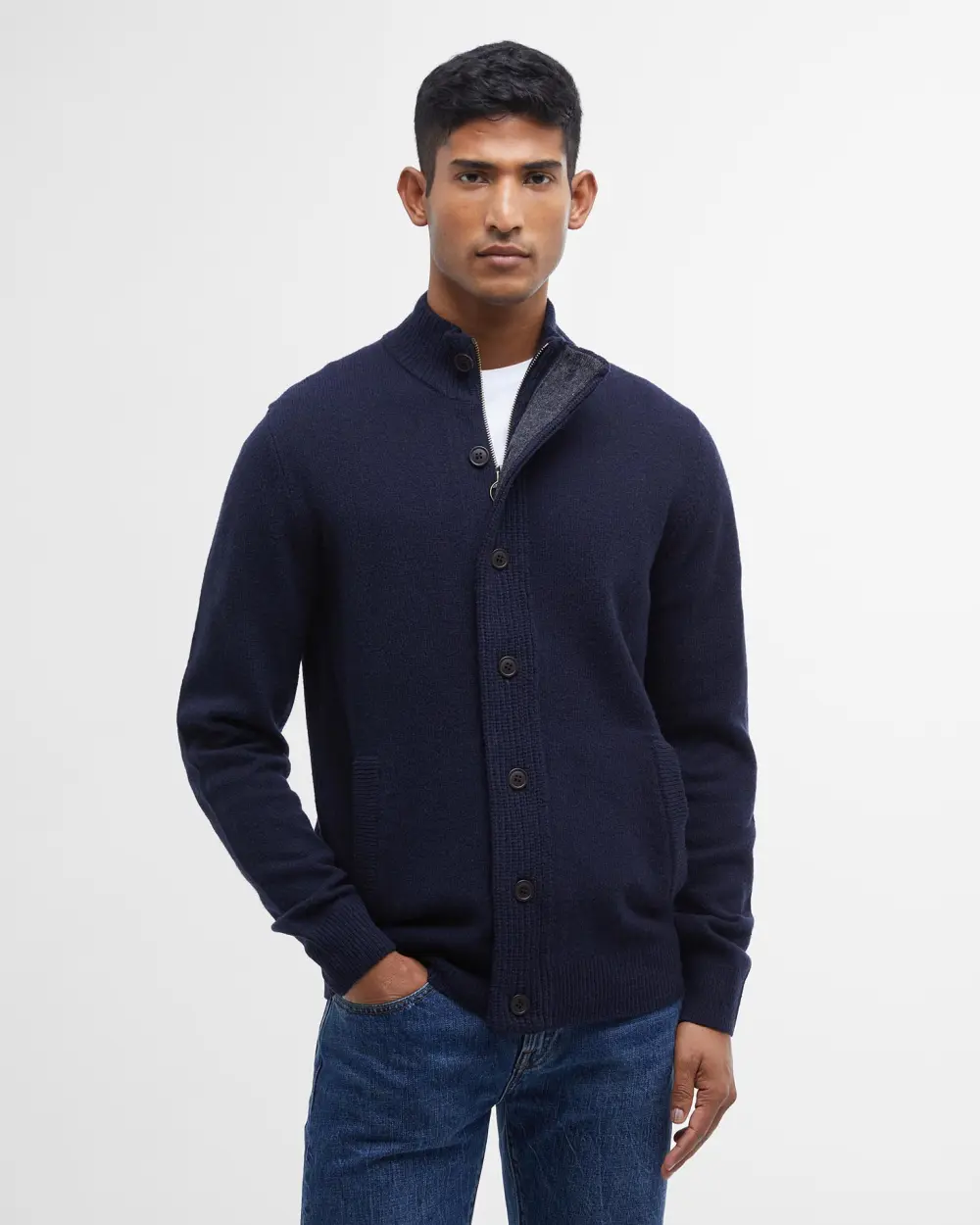 Barbour Maglione da uomo con zip Patch blu - Image 4