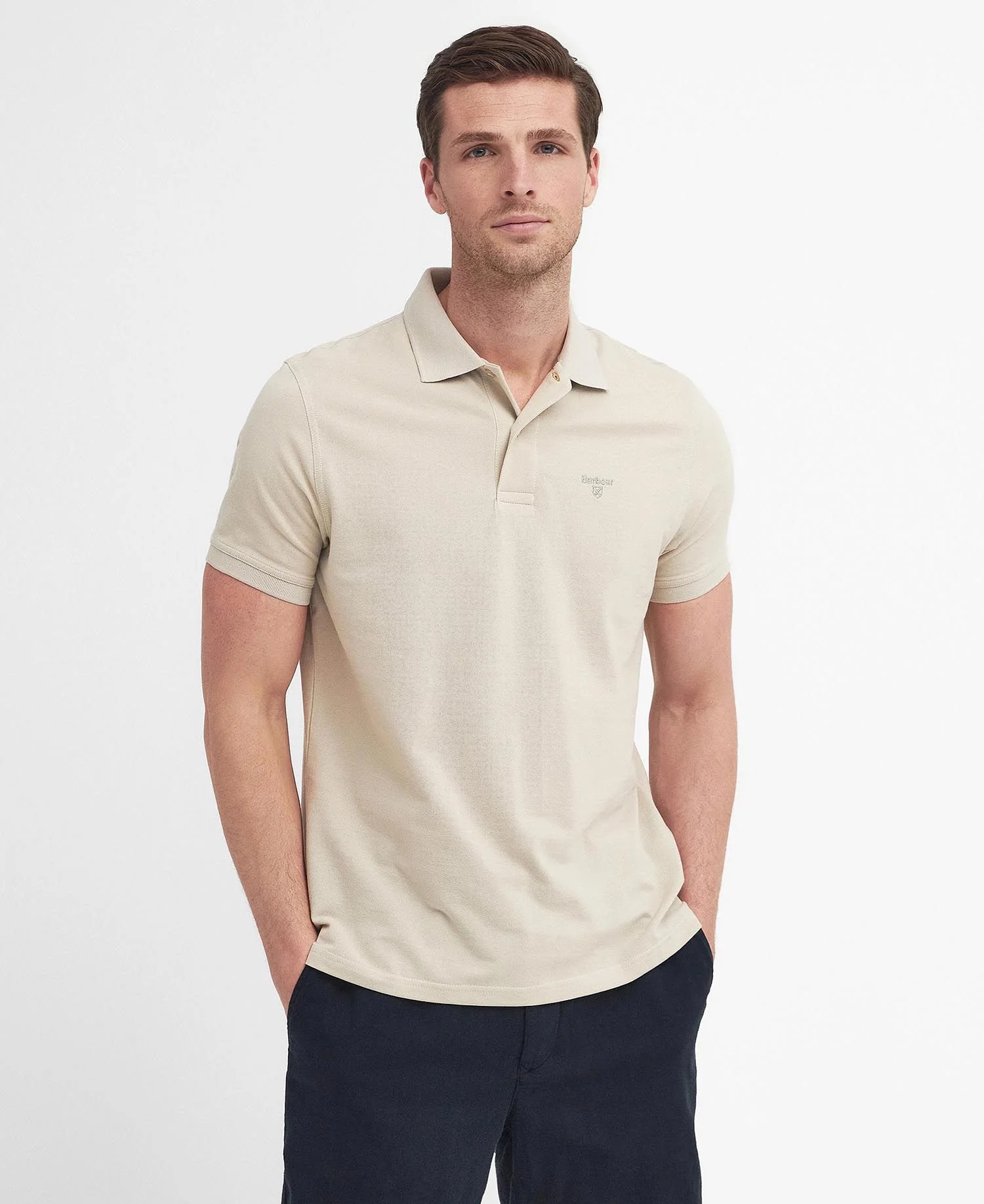Barbour Polo Sports leggera manica corta da uomo panna - Image 2