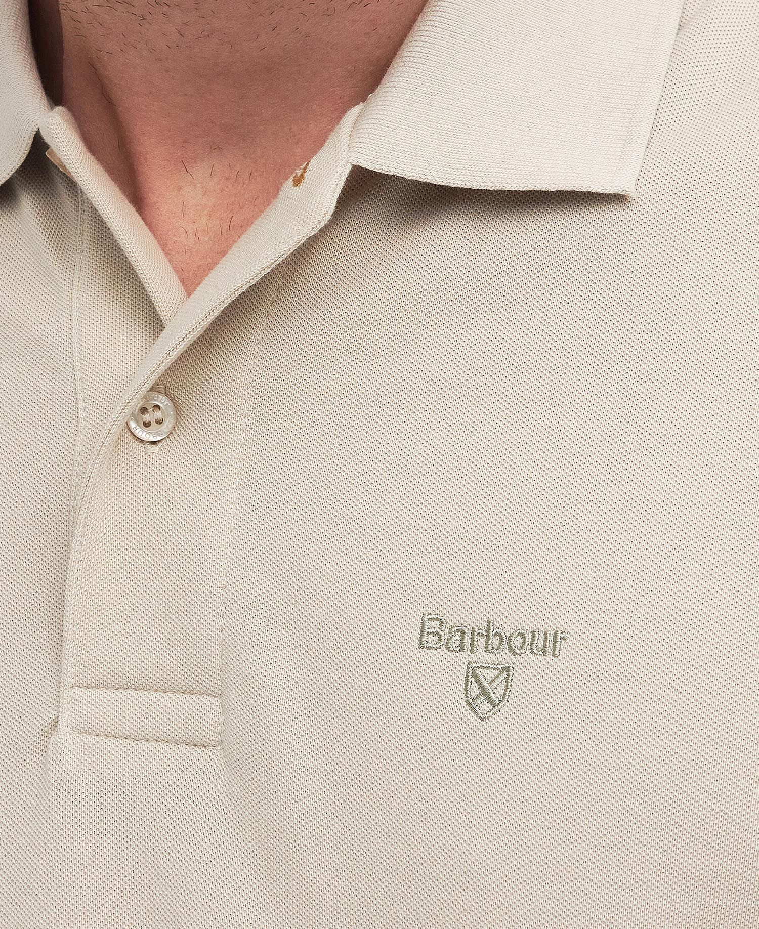 Barbour Polo Sports leggera manica corta da uomo panna - Image 3