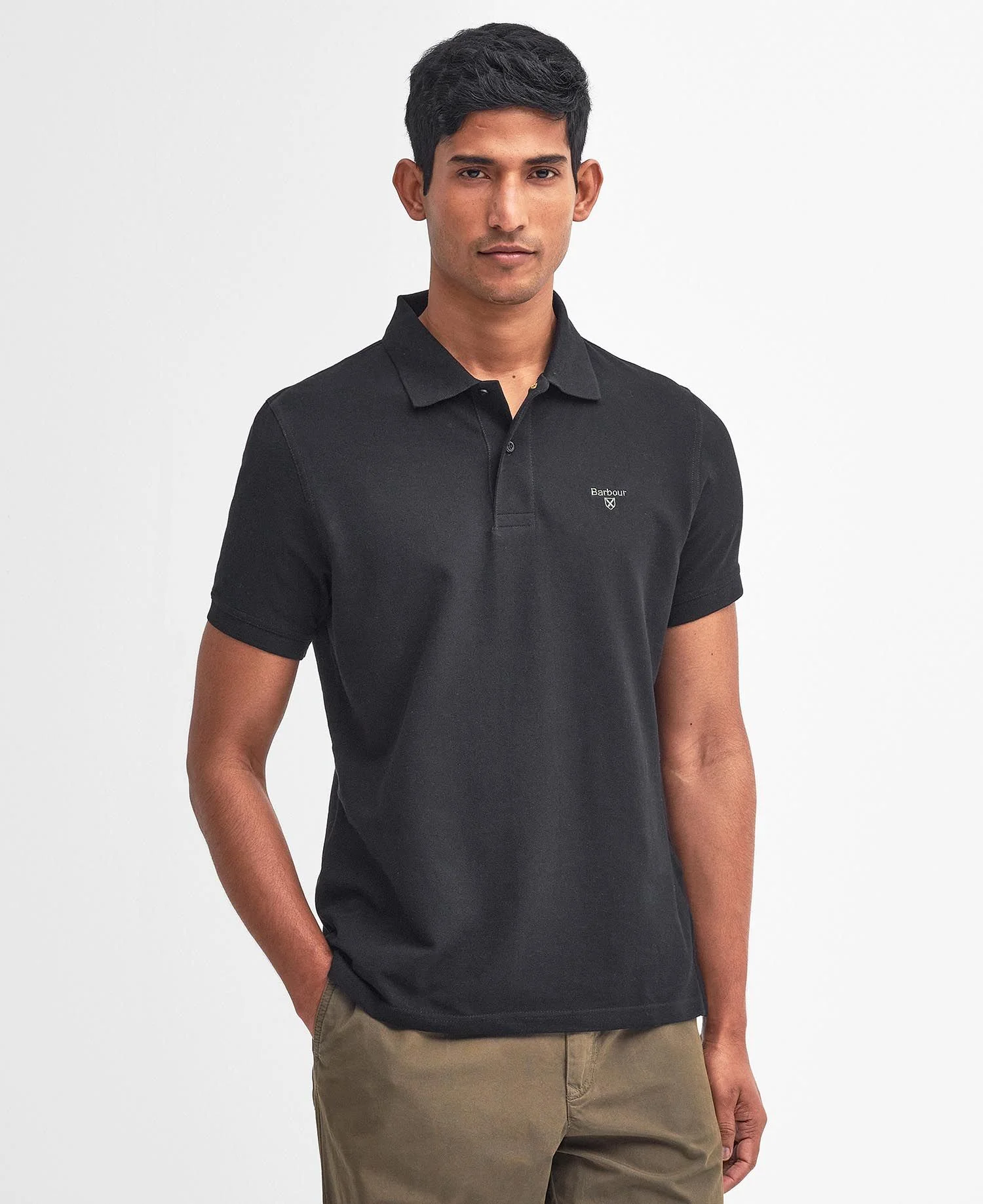 Barbour Polo Sports leggera manica corta da uomo nera - Image 4