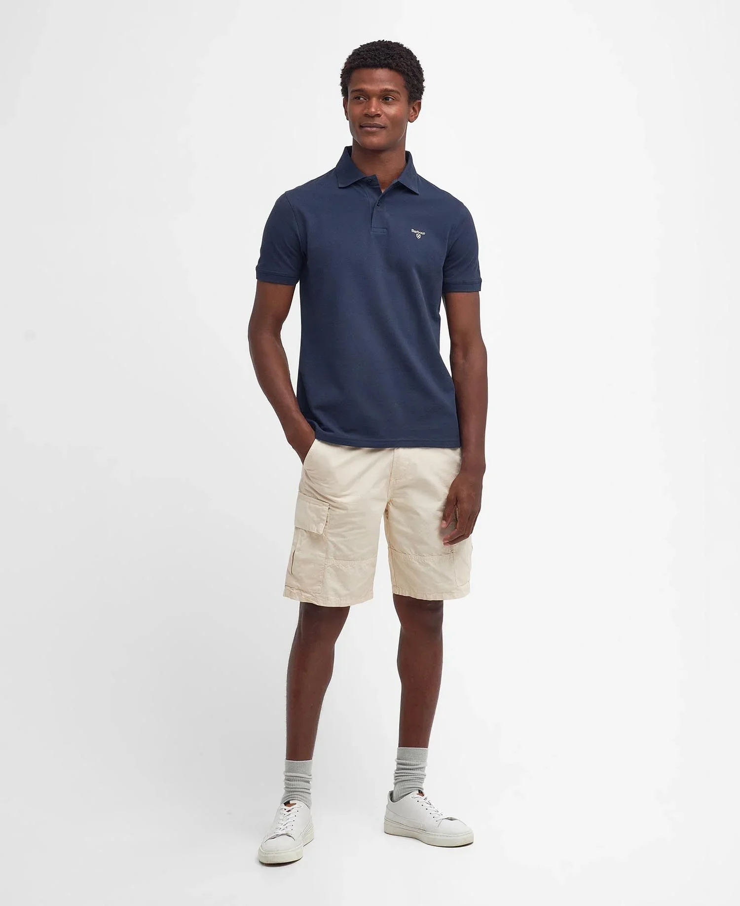 Barbour Polo Sports leggera manica corta da uomo blu - Image 5