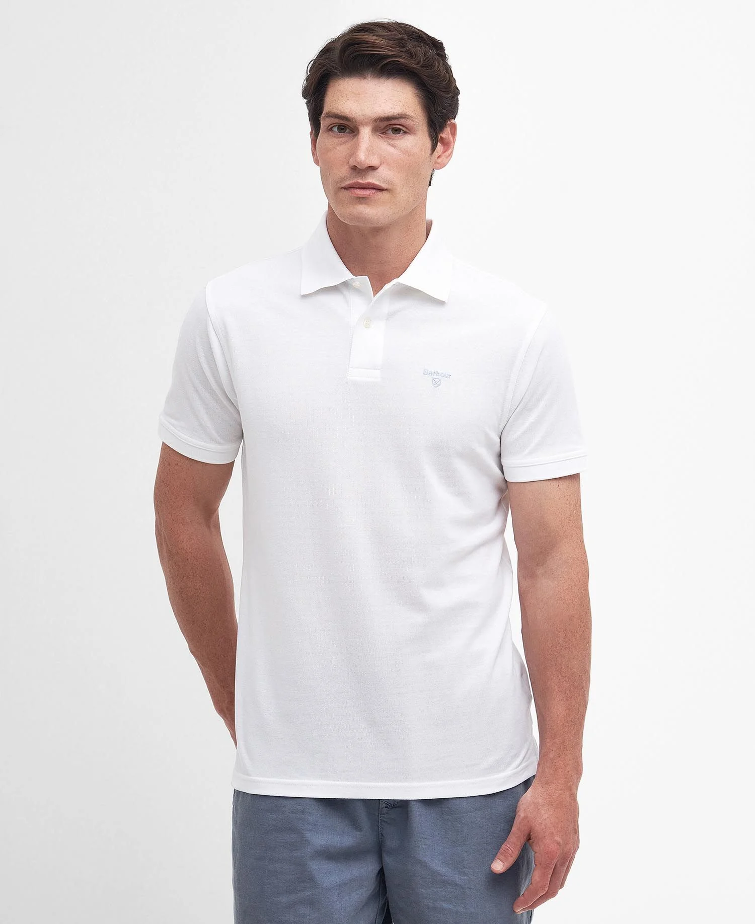 Barbour Polo Sports leggera manica corta da uomo bianca - Image 4