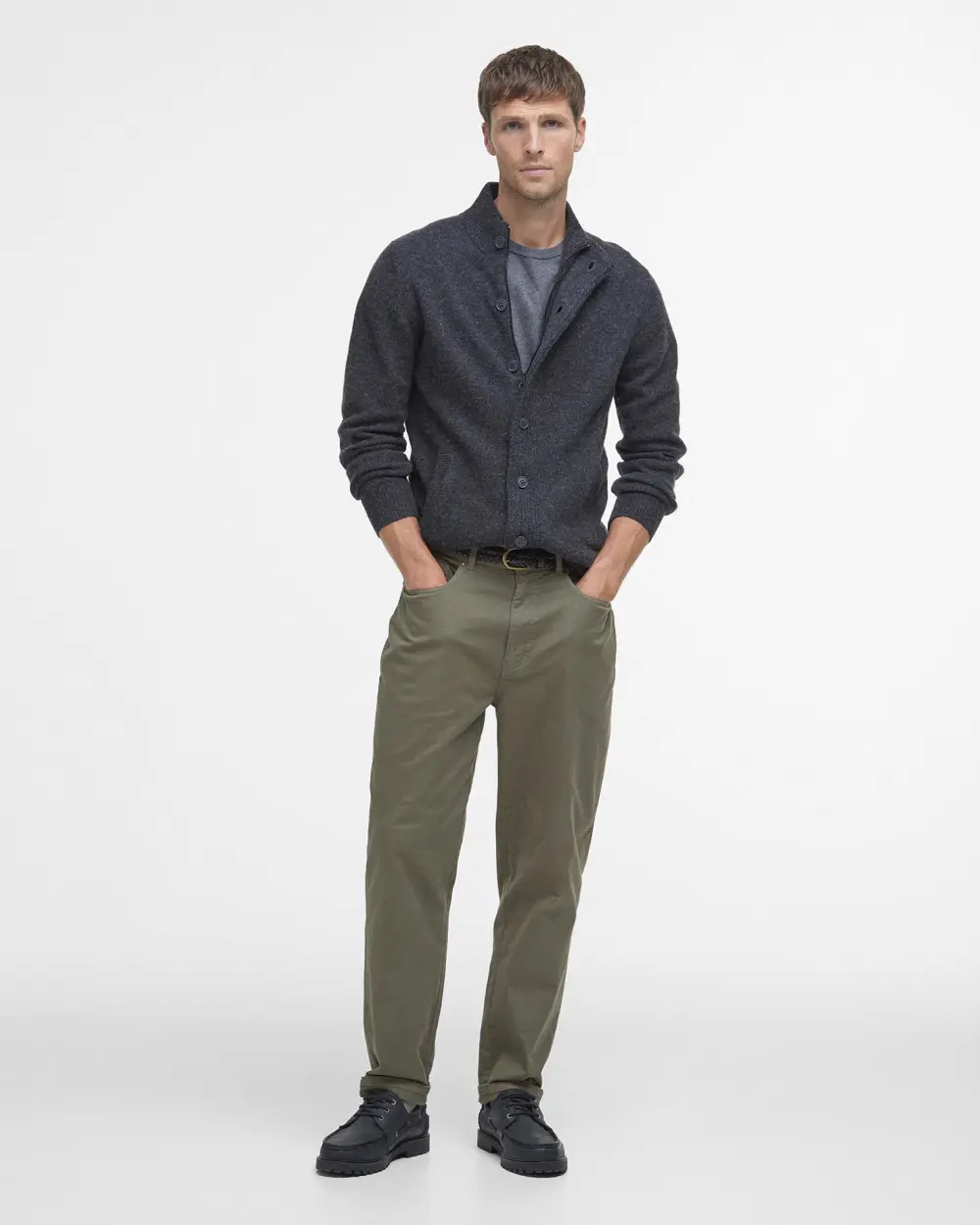 Barbour Maglione da uomo con zip Patch Grigia - Image 3