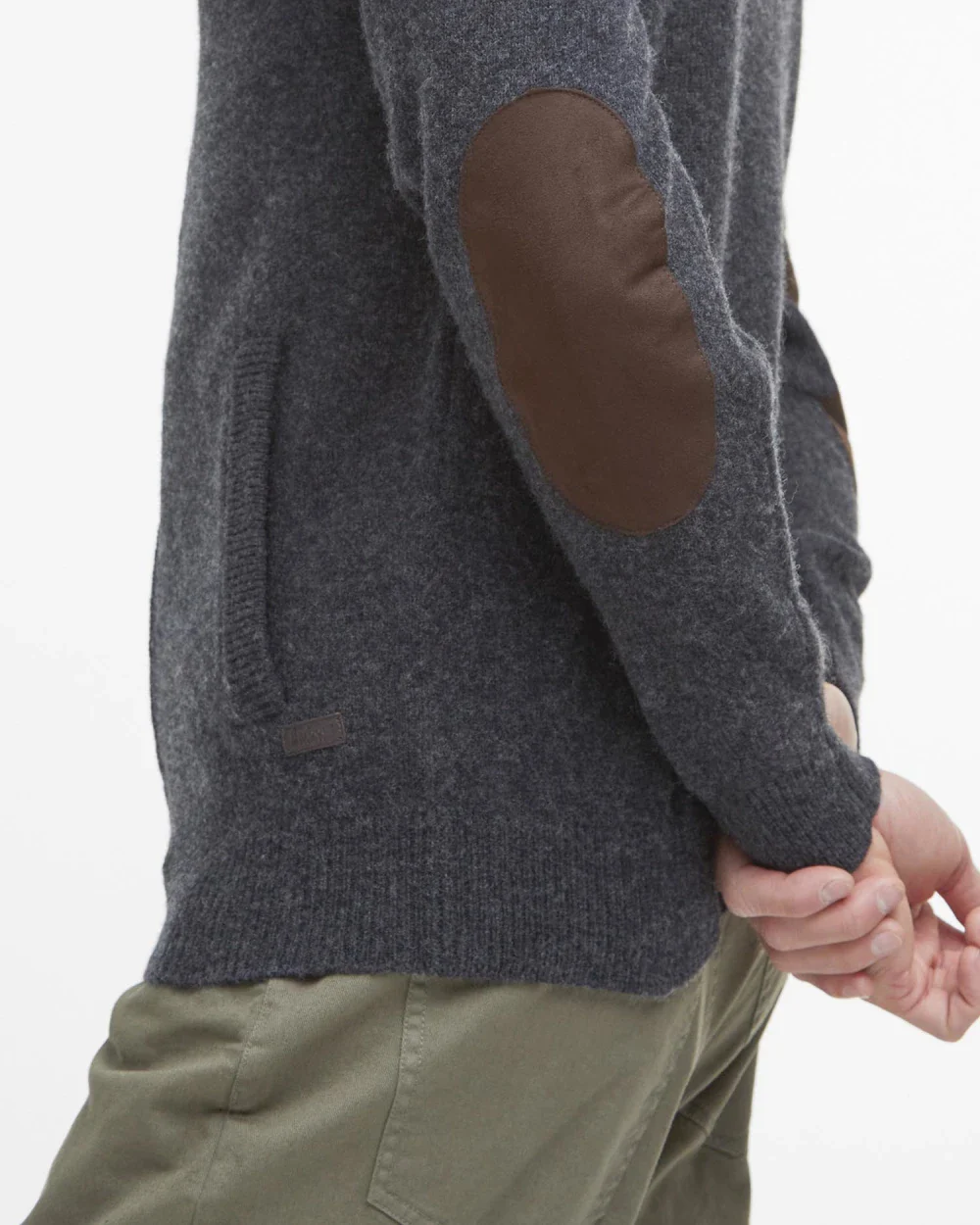 Barbour Maglione da uomo con zip Patch Grigia - Image 6