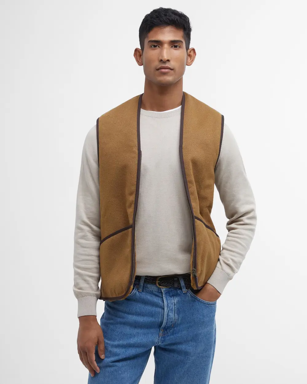 Barbour Gilet/fodera in pile caldo con cerniera unisex marrone - Image 3