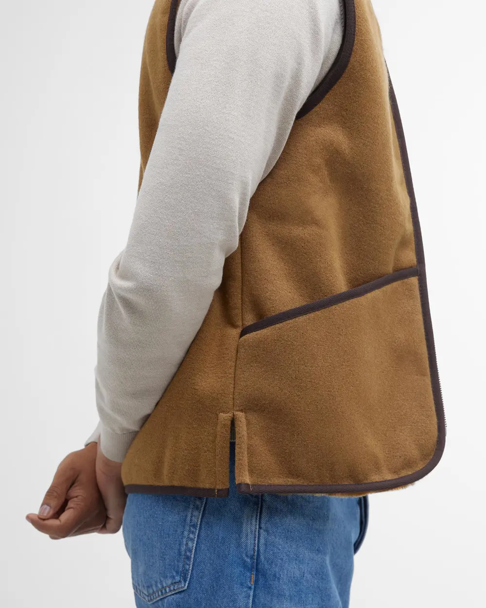 Barbour Gilet/fodera in pile caldo con cerniera unisex marrone - Image 4