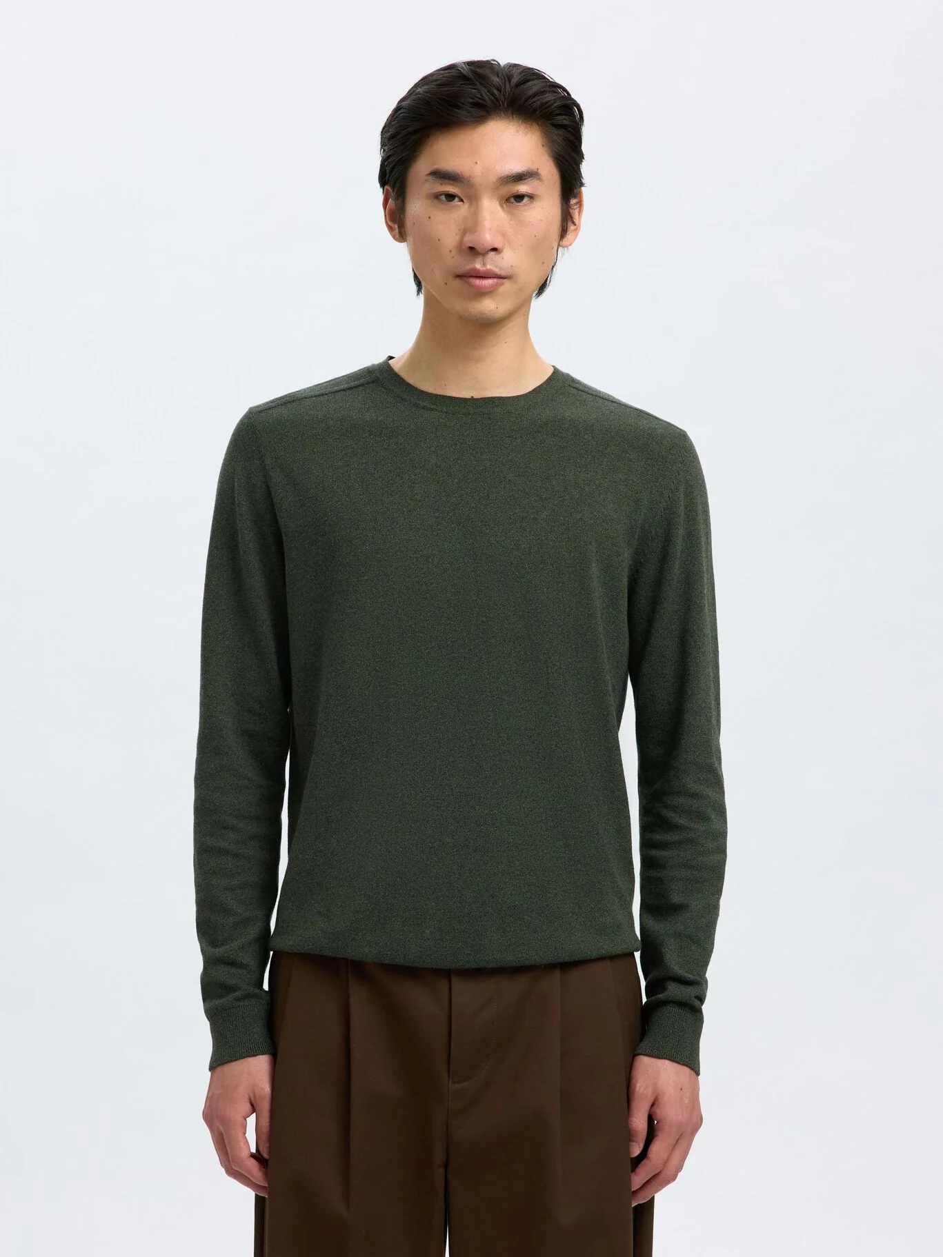 Selected Maglia girocollo da uomo Berg verde - Image 3