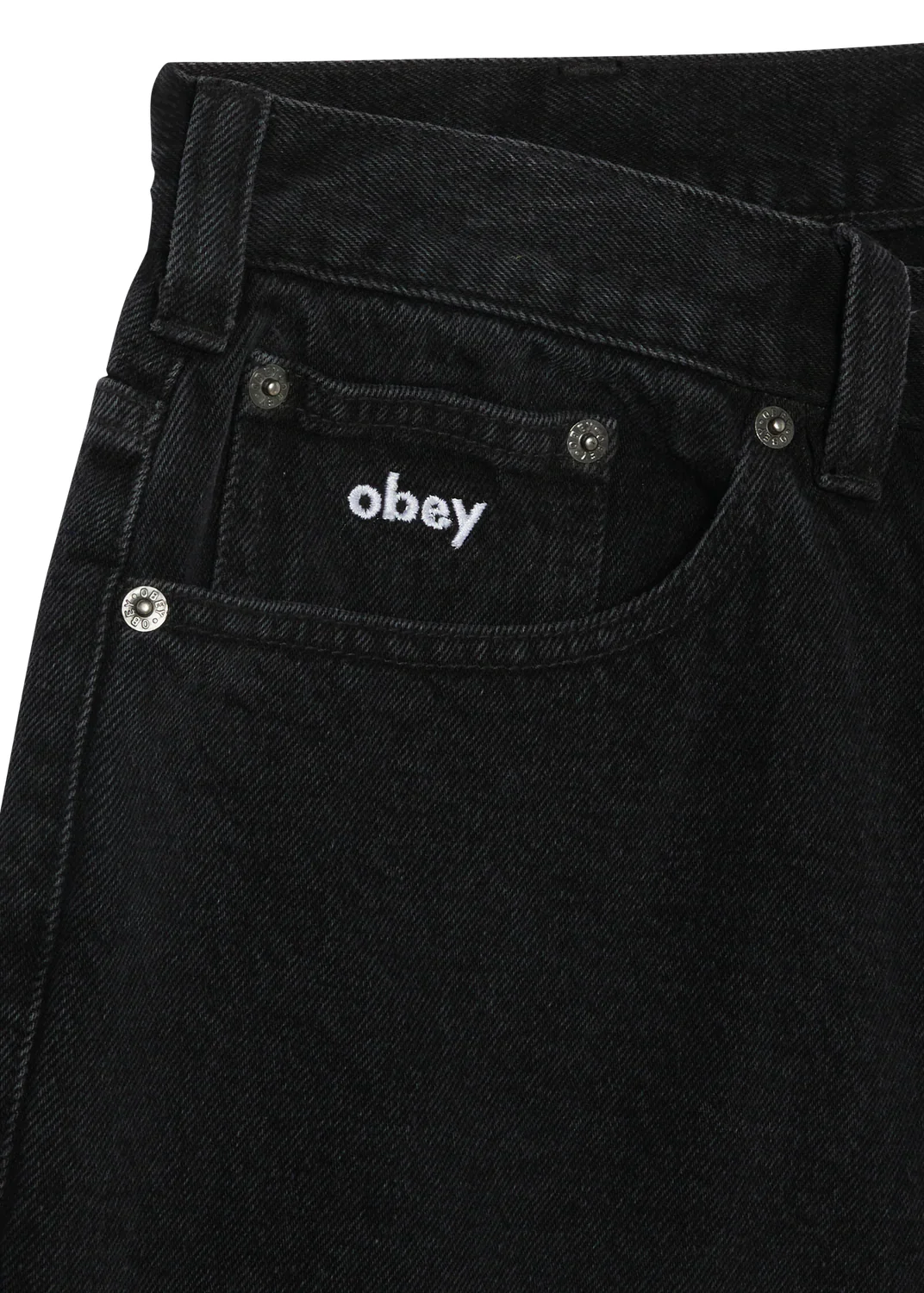 Obey Pantaloncino in jeans da uomo Bigwig Baggy nero - Image 3