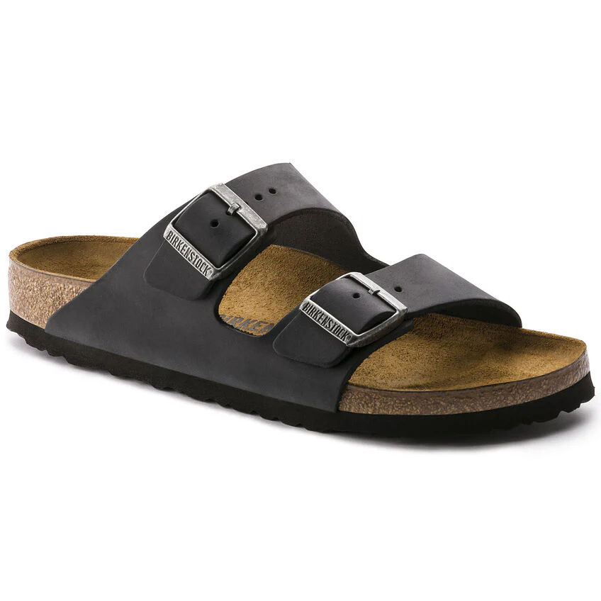Birkenstock Sandalo Unisex Arizona pelle oliata (Calzata Stretta) Nero