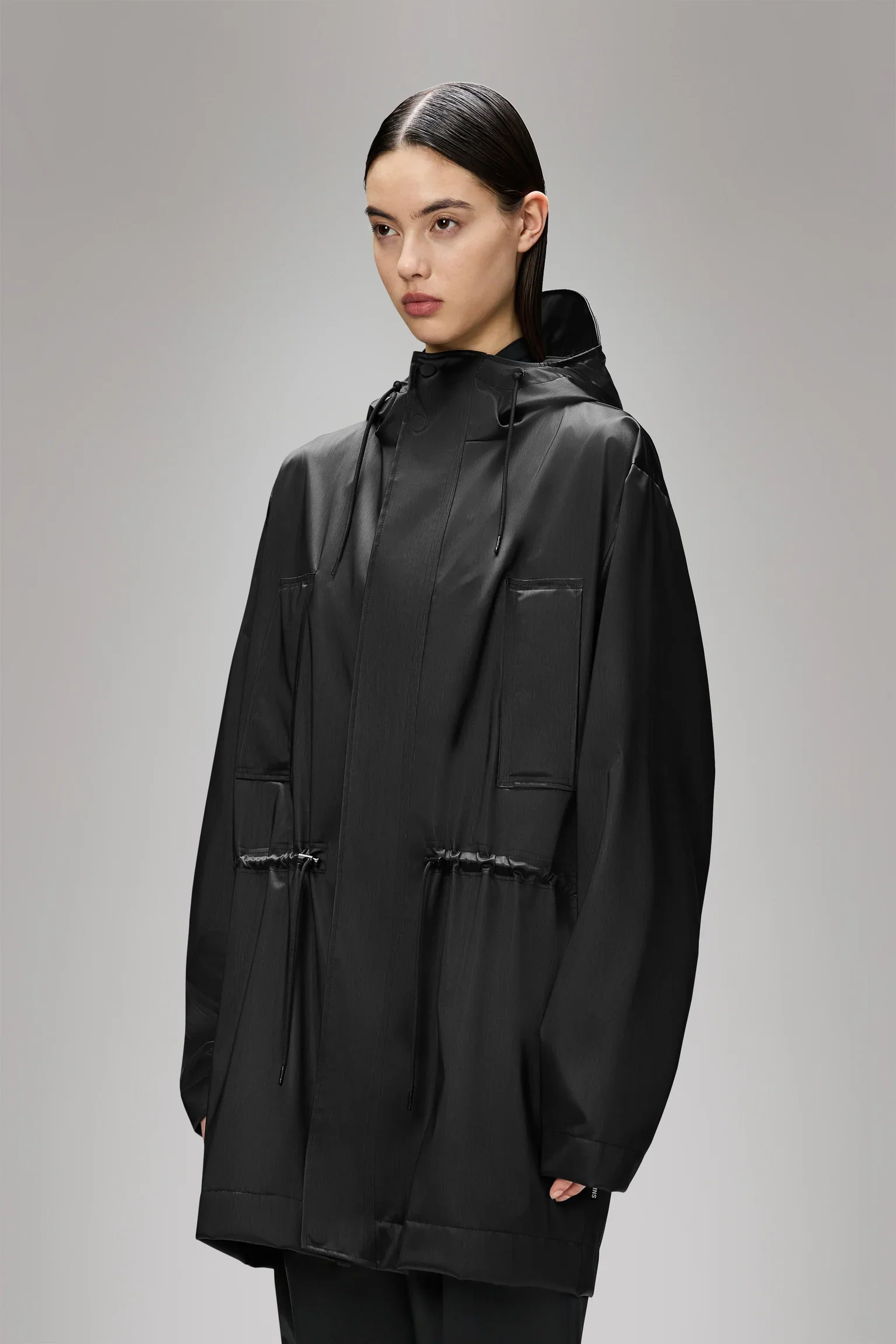 Rains Giacca lunga impermeabile da donna Bold Long nera - Image 3