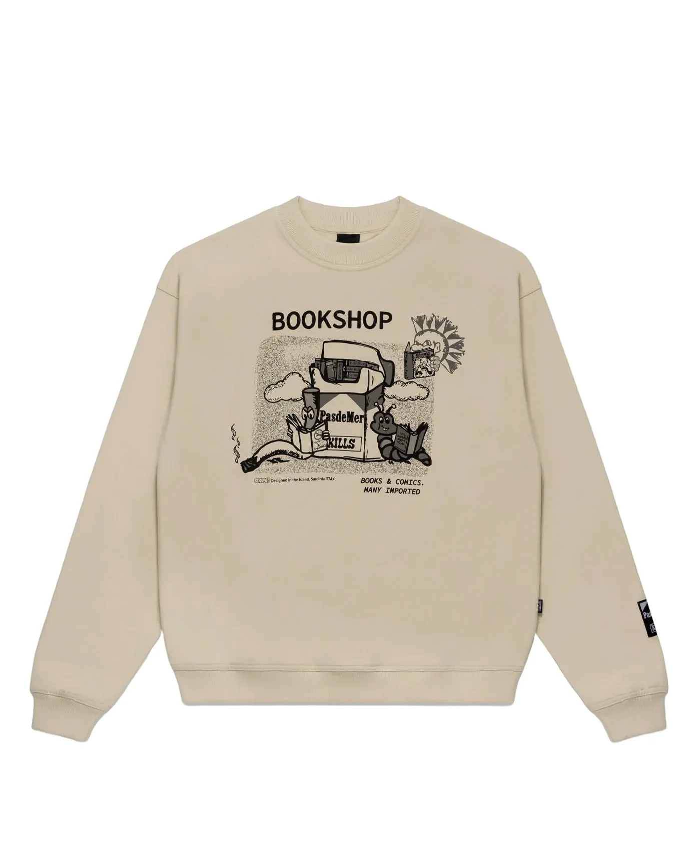 Pas De Mer Felpa da uomo girocollo Book Shop panna