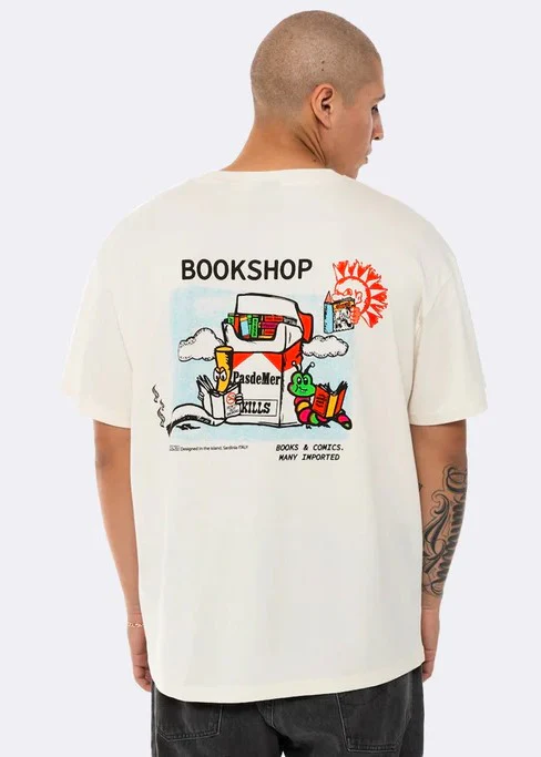 Pas De Mer T-Shirt da uomo manica corta Book Shop panna - Image 2