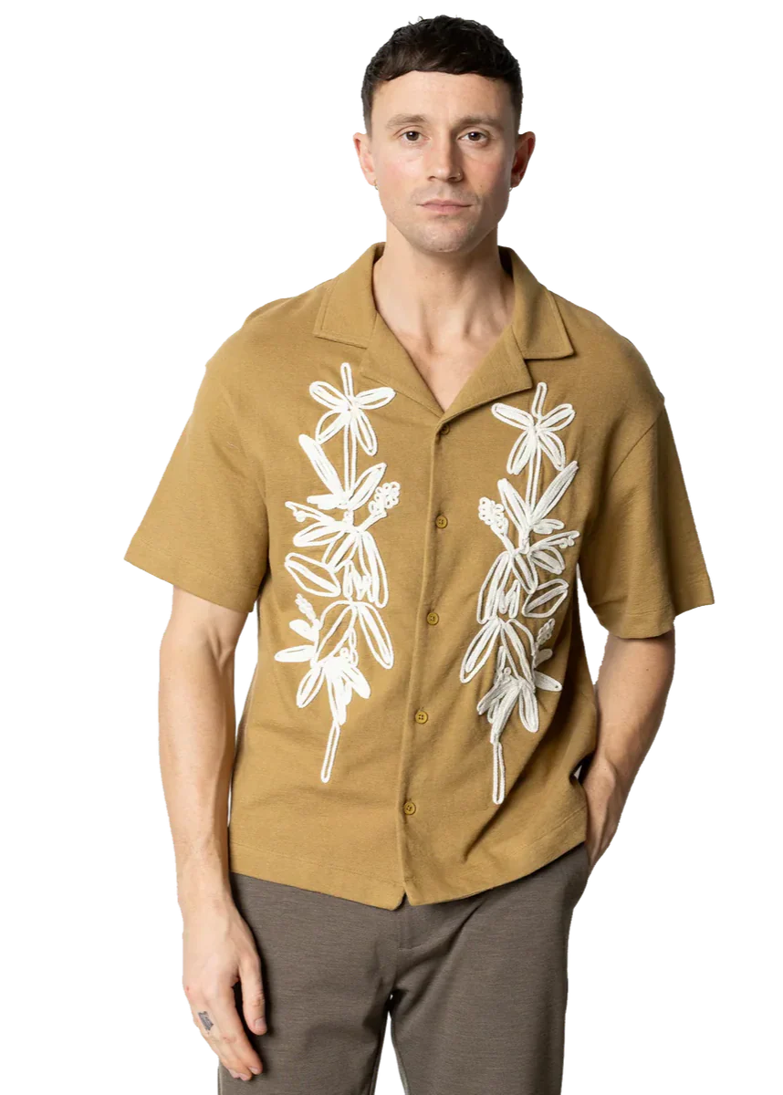 Clean Cut Camicia con ricamo Bowling Carton Khaki