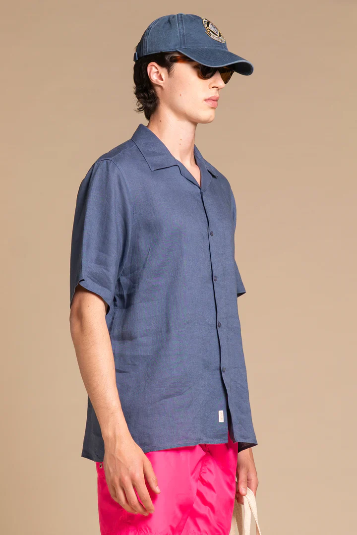 Impure Camicia da uomo in lino manica corta Will  blu chiaro - Image 3