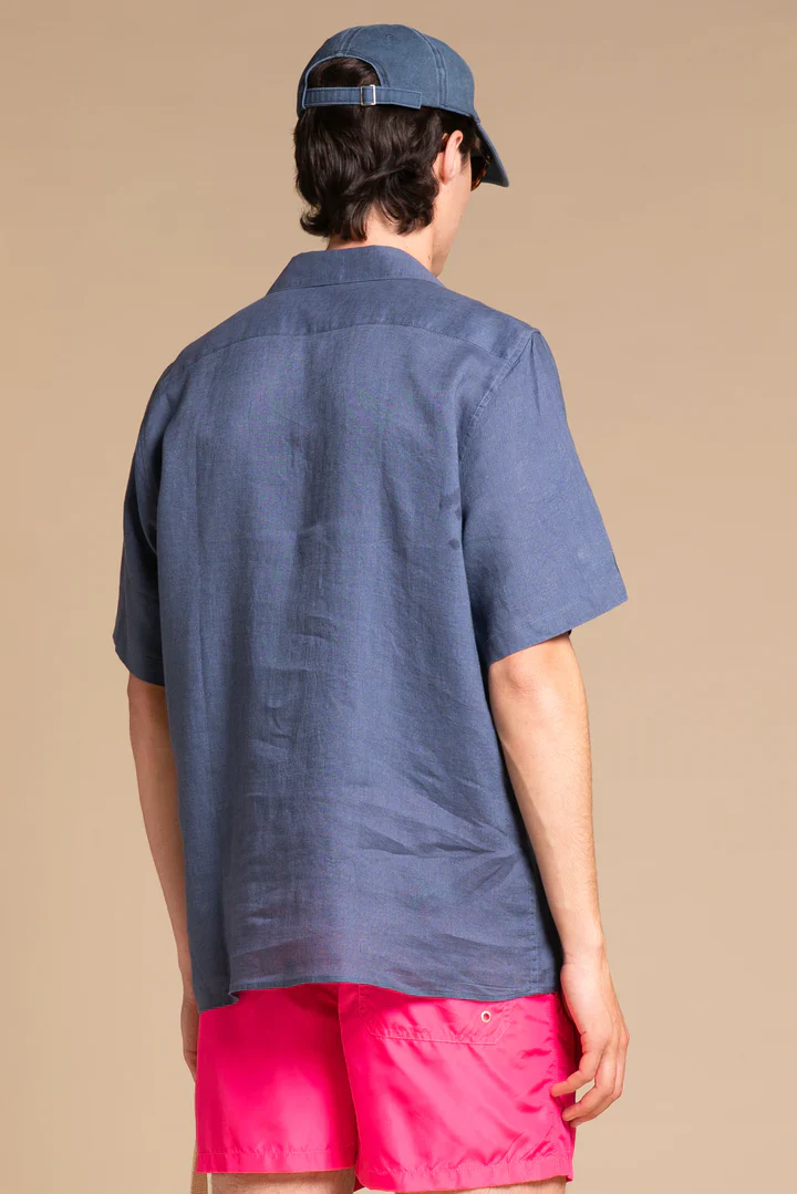 Impure Camicia da uomo in lino manica corta Will  blu chiaro - Image 4