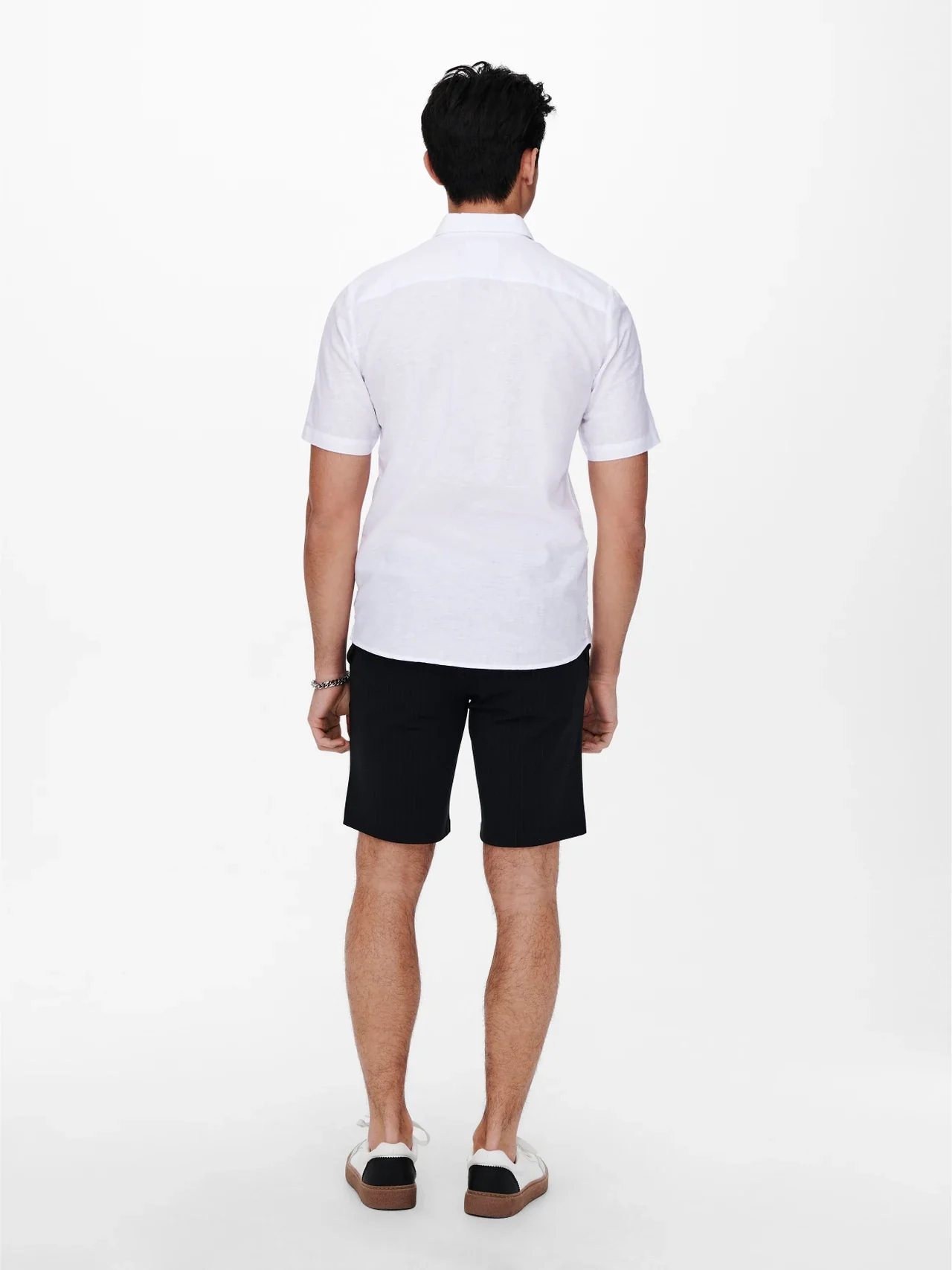 Only & Sons Camicia da uomo in misto lino Caiden bianca - Image 3