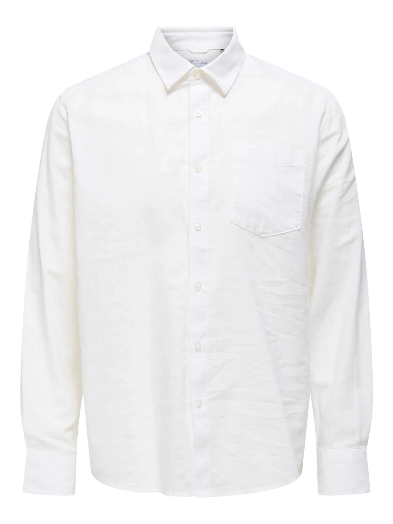 Only & Sons Camicia da uomo in misto lino Caiden bianca