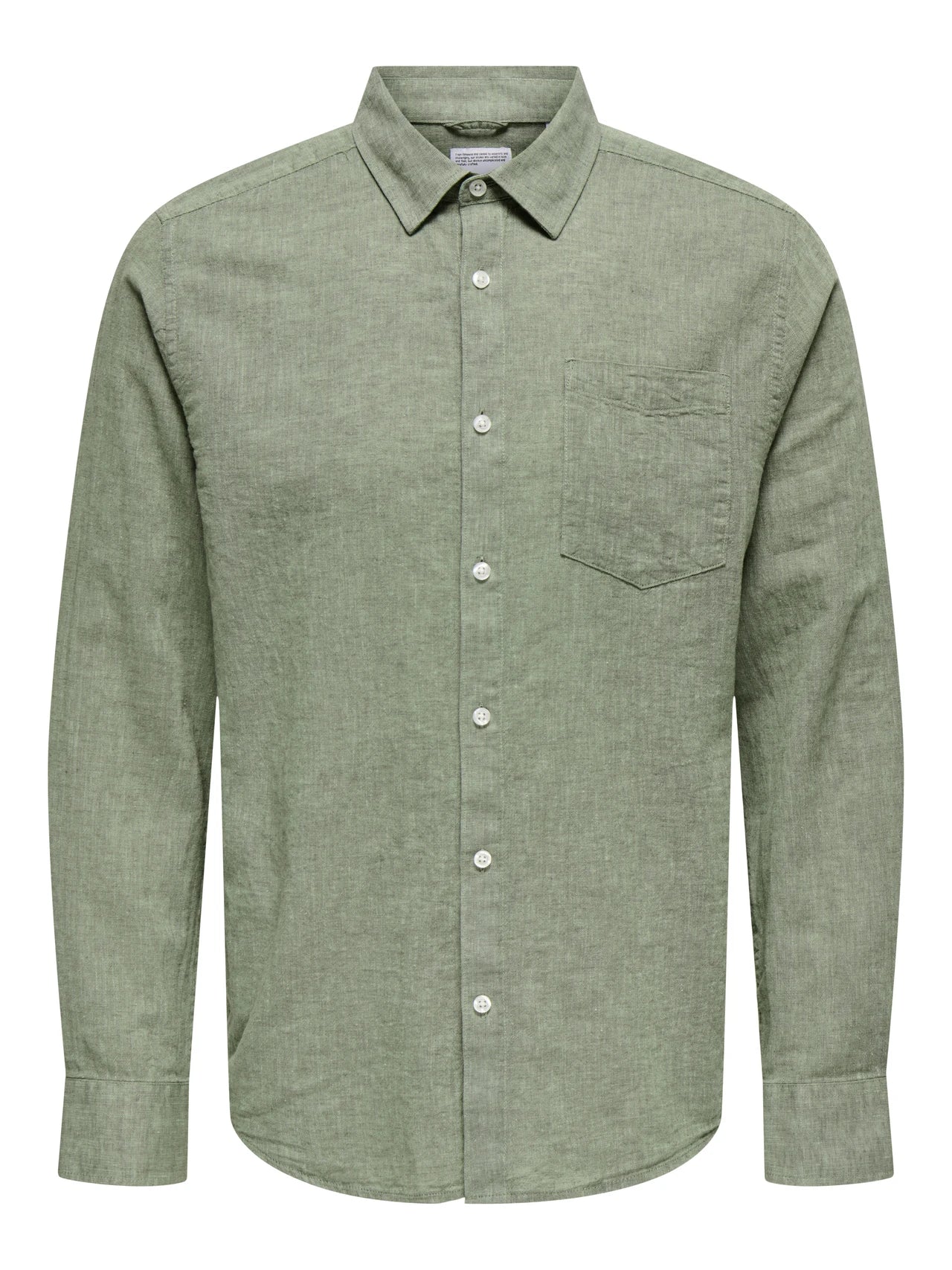 Only & Sons Camicia da uomo in misto lino Caiden Life verde