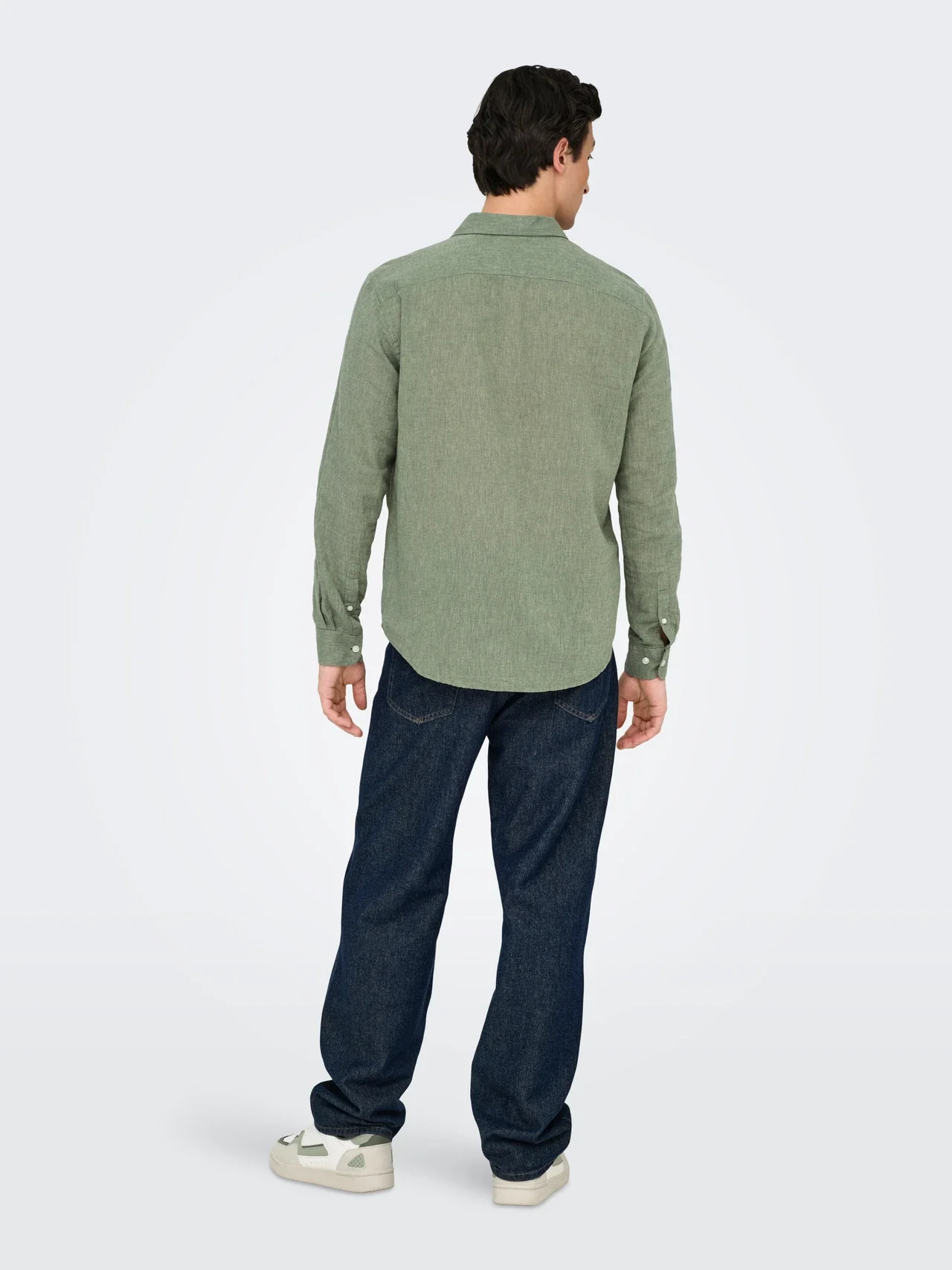 Only & Sons Camicia da uomo in misto lino Caiden Life verde - Image 3