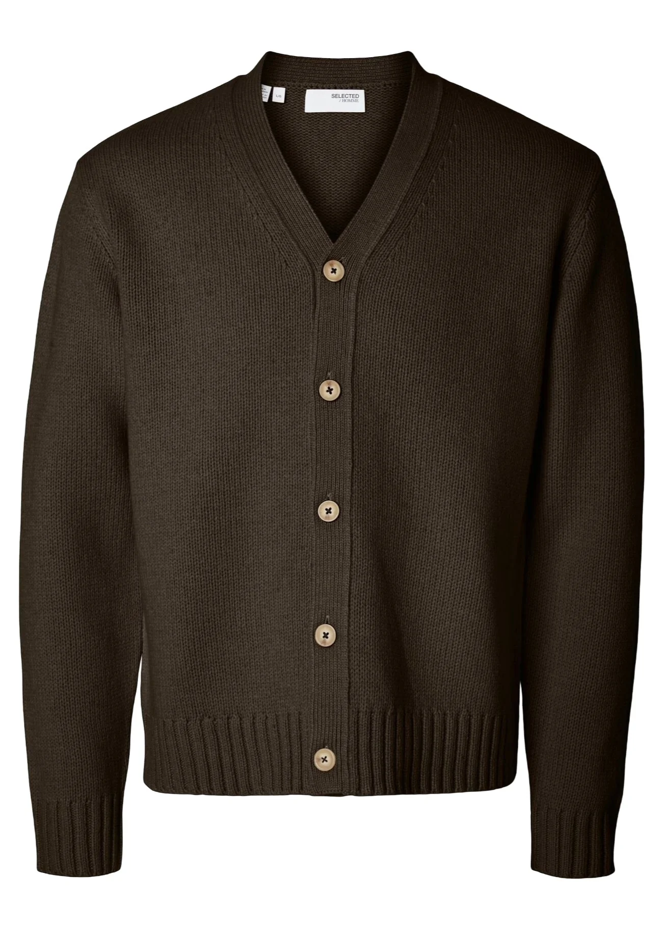 Selected Maglia in lana da uomo Cardigan marrone