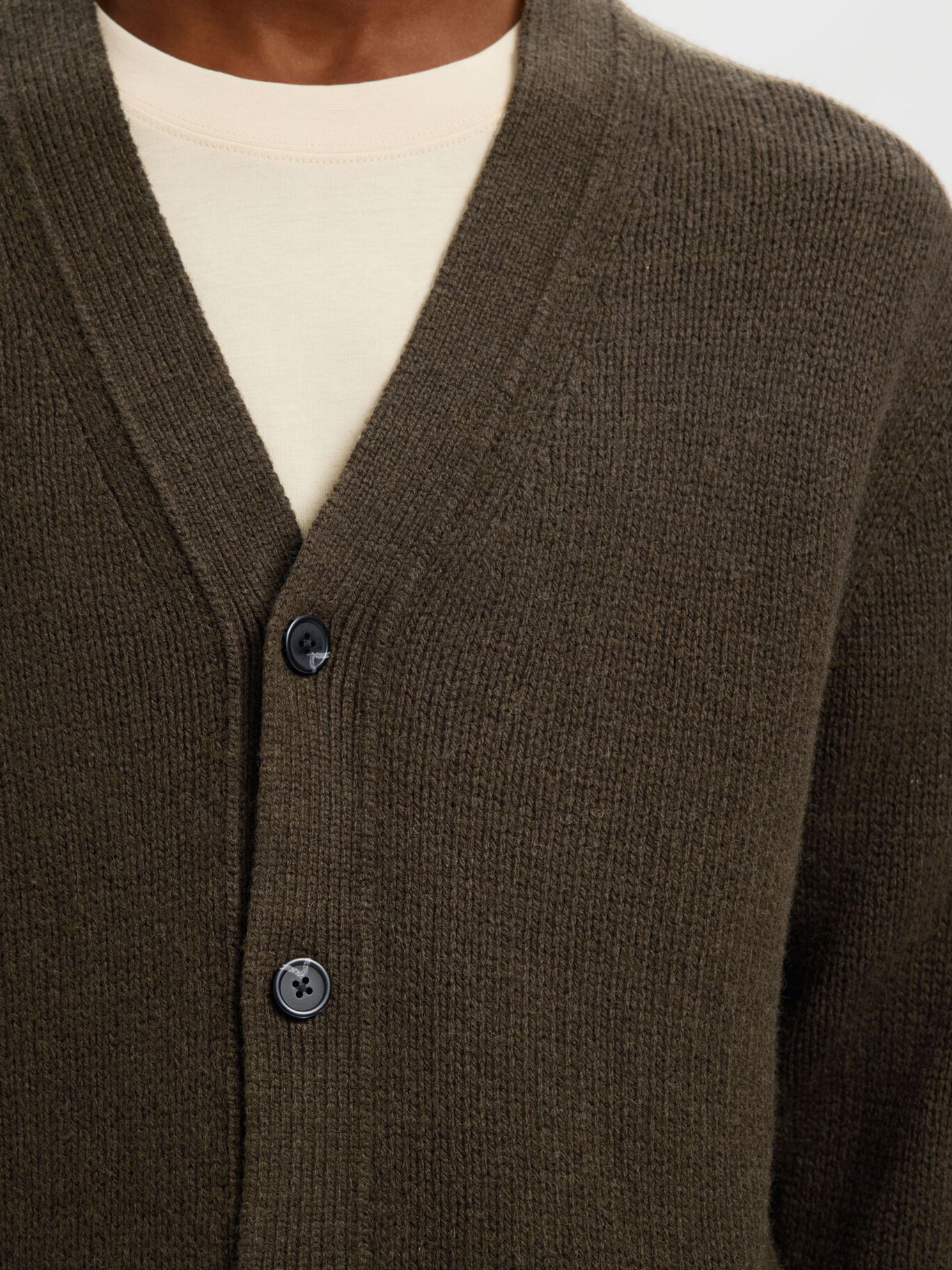 Selected Maglia in lana da uomo Cardigan marrone - Image 6
