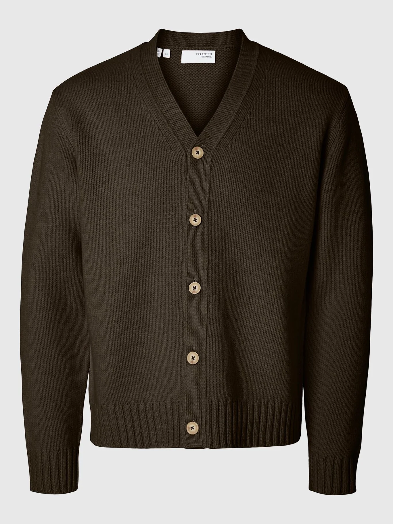 Selected Maglia in lana da uomo Cardigan marrone - Image 7