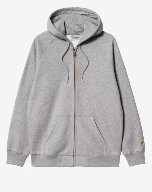Carhartt Wip Felpa da uomo con zip e cappuccio Chase Grigio - Image 5