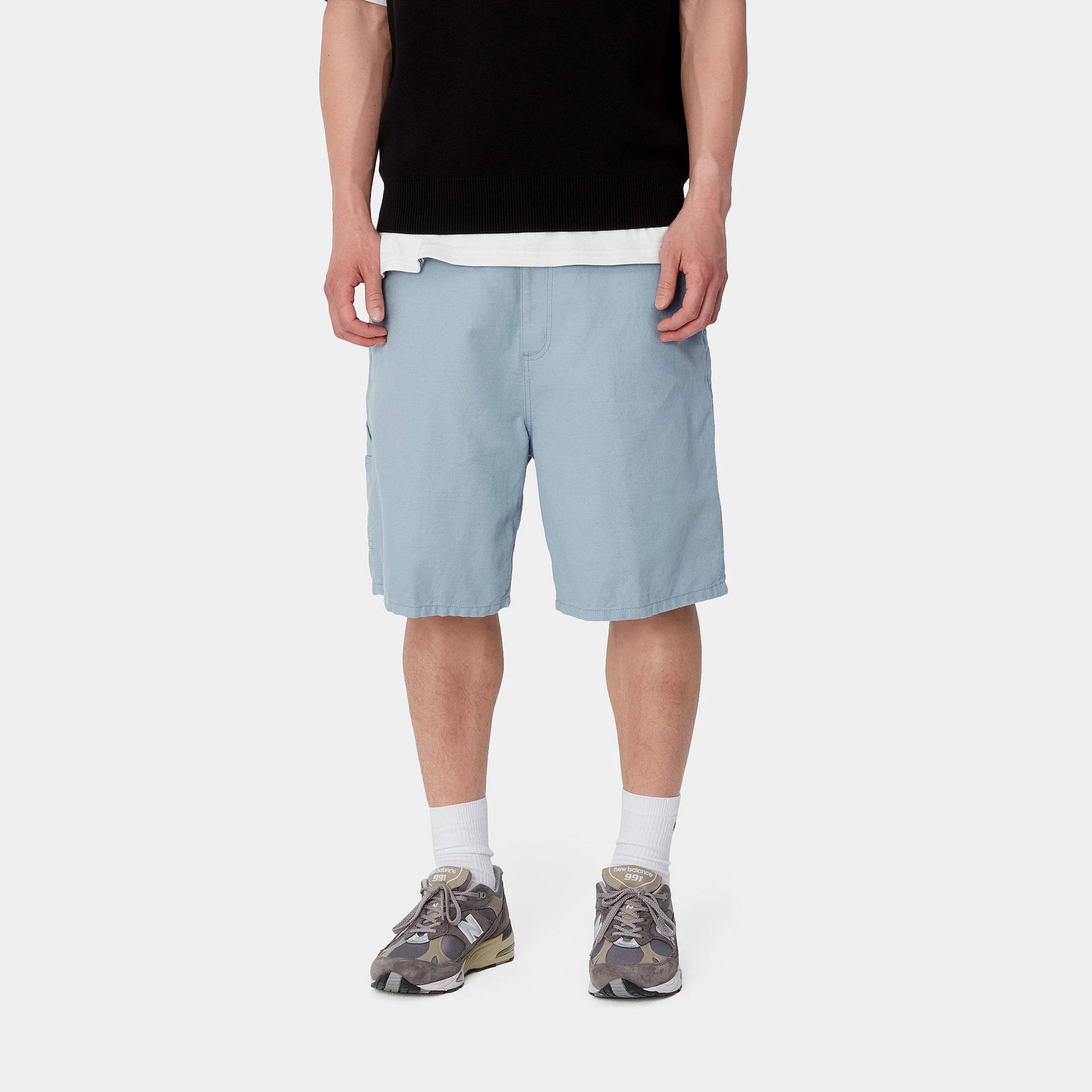 Carhartt Wip Pantaloncino da Uomo Walter Single Knee Celeste - Image 3
