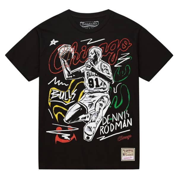 Mitchell & Ness T-Shirt da uomo Dennis Rodman Chicago Bulls Chalked Up
