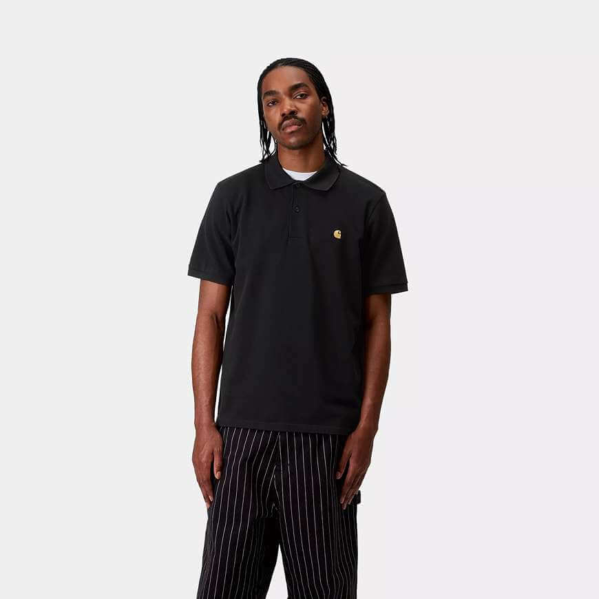 Carhartt Wip Polo da uomo manica corta Chase nera - Image 2