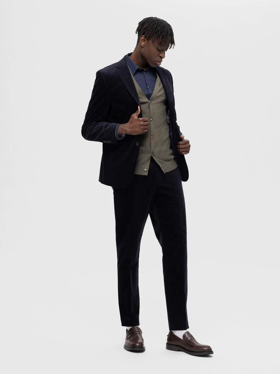 Selected Pantalone in velluto da uomo Corduory blu - Image 5