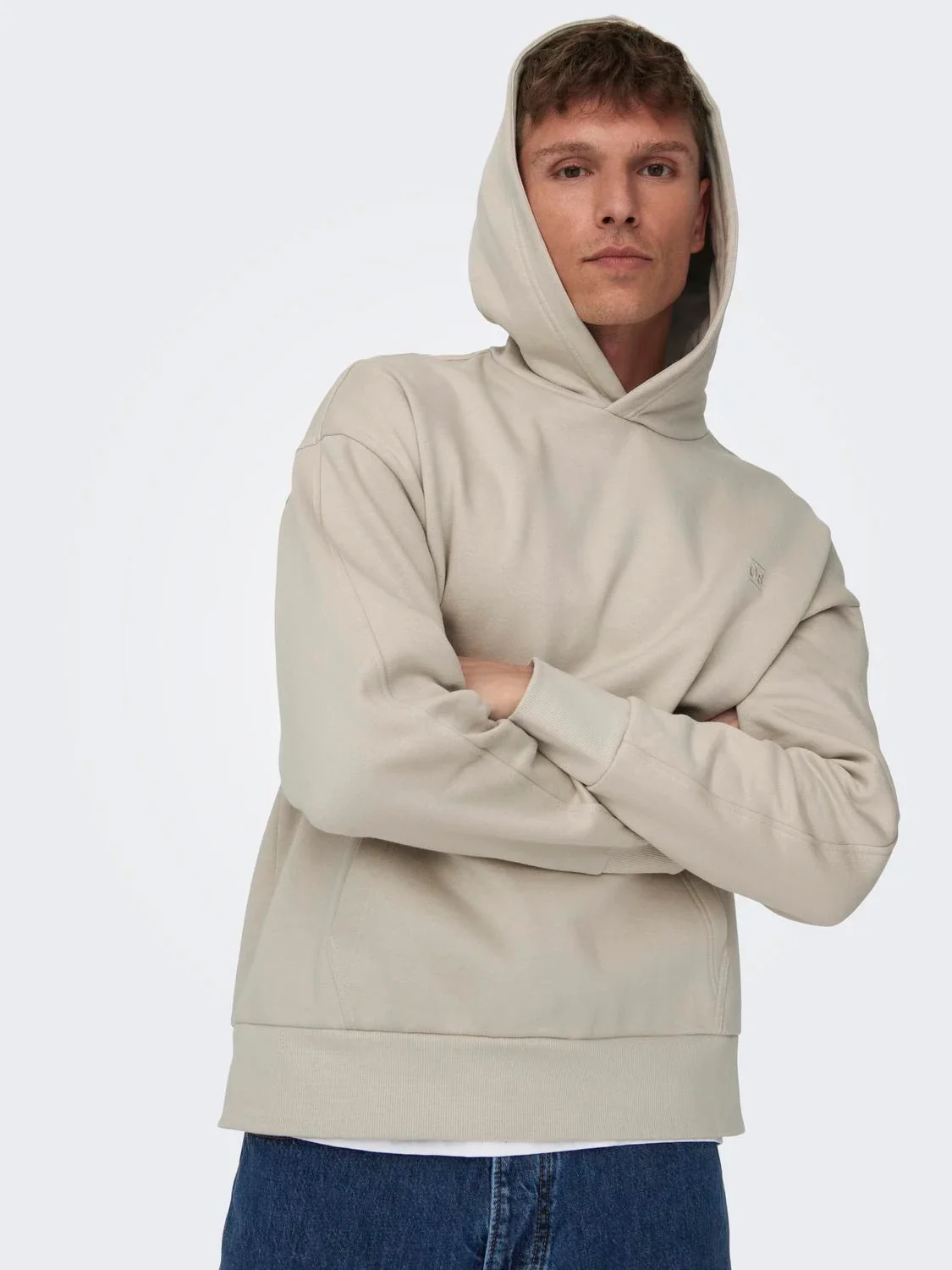 Only & Sons Felpa con cappuccio da uomo Dan beige - Image 3