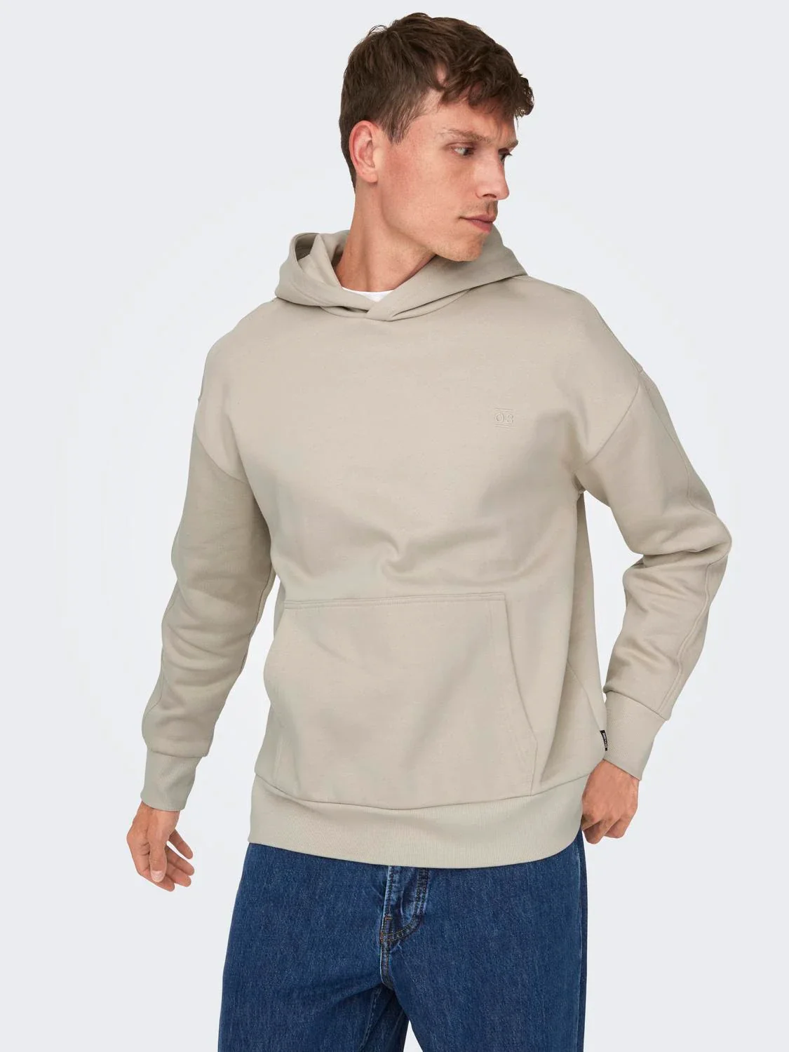 Only & Sons Felpa con cappuccio da uomo Dan beige - Image 4