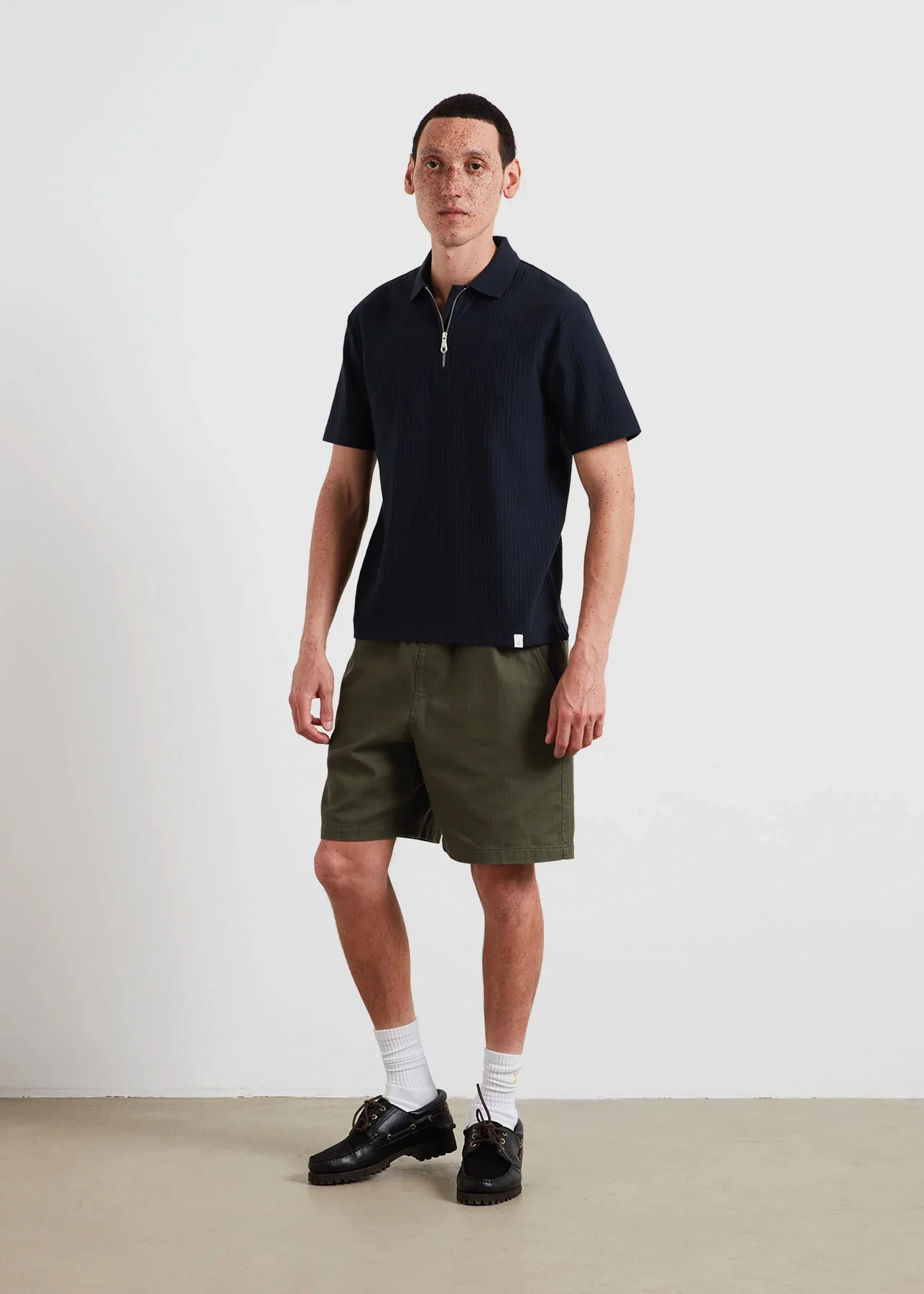 Farah Polo con mezza zip da uomo Dobson blu - Image 2
