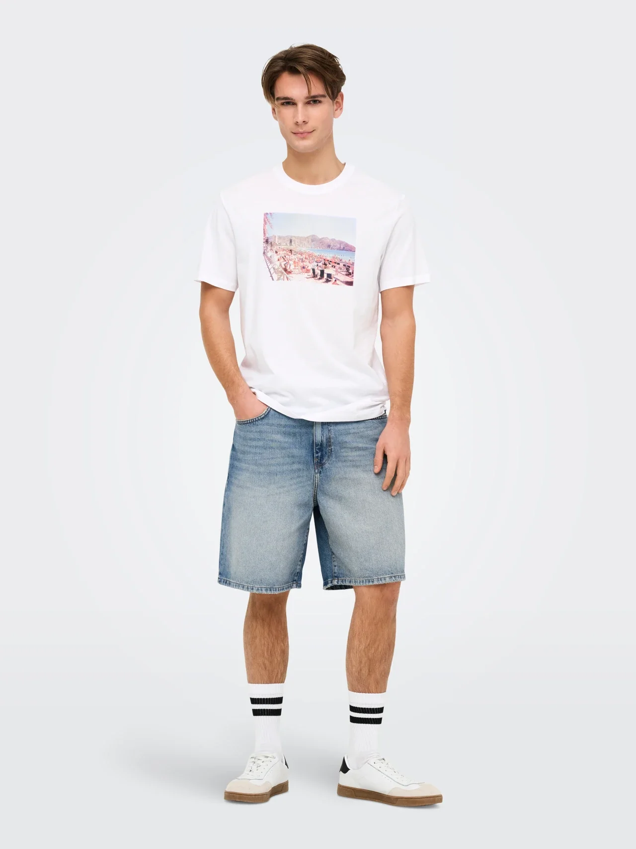 Only & Sons Pantaloncino in jeans da uomo Fade - Image 3