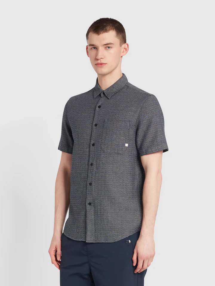 Farah Camicia Uomo Denzie Jacquard Blu - Image 3